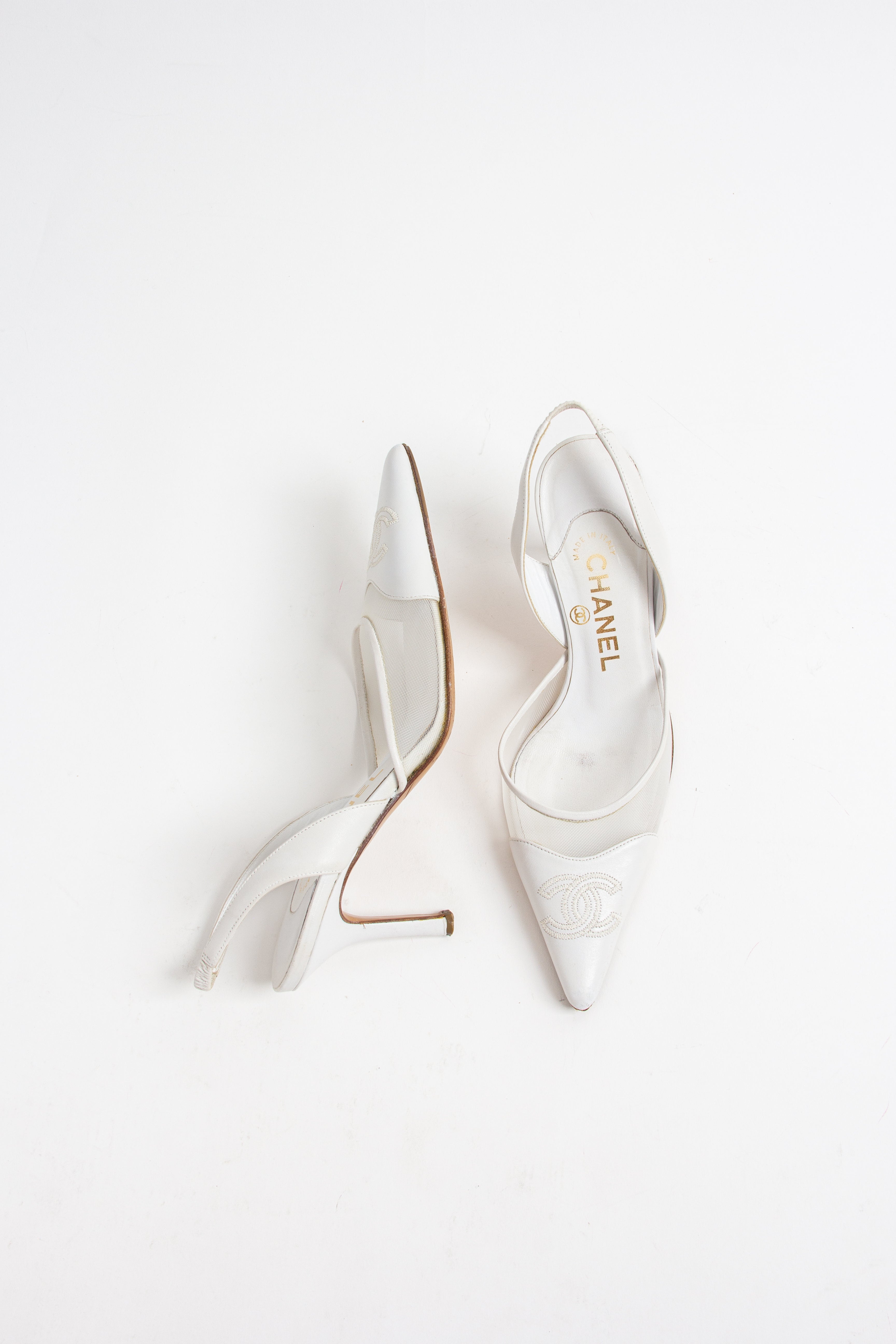 Chanel white slingback on sale