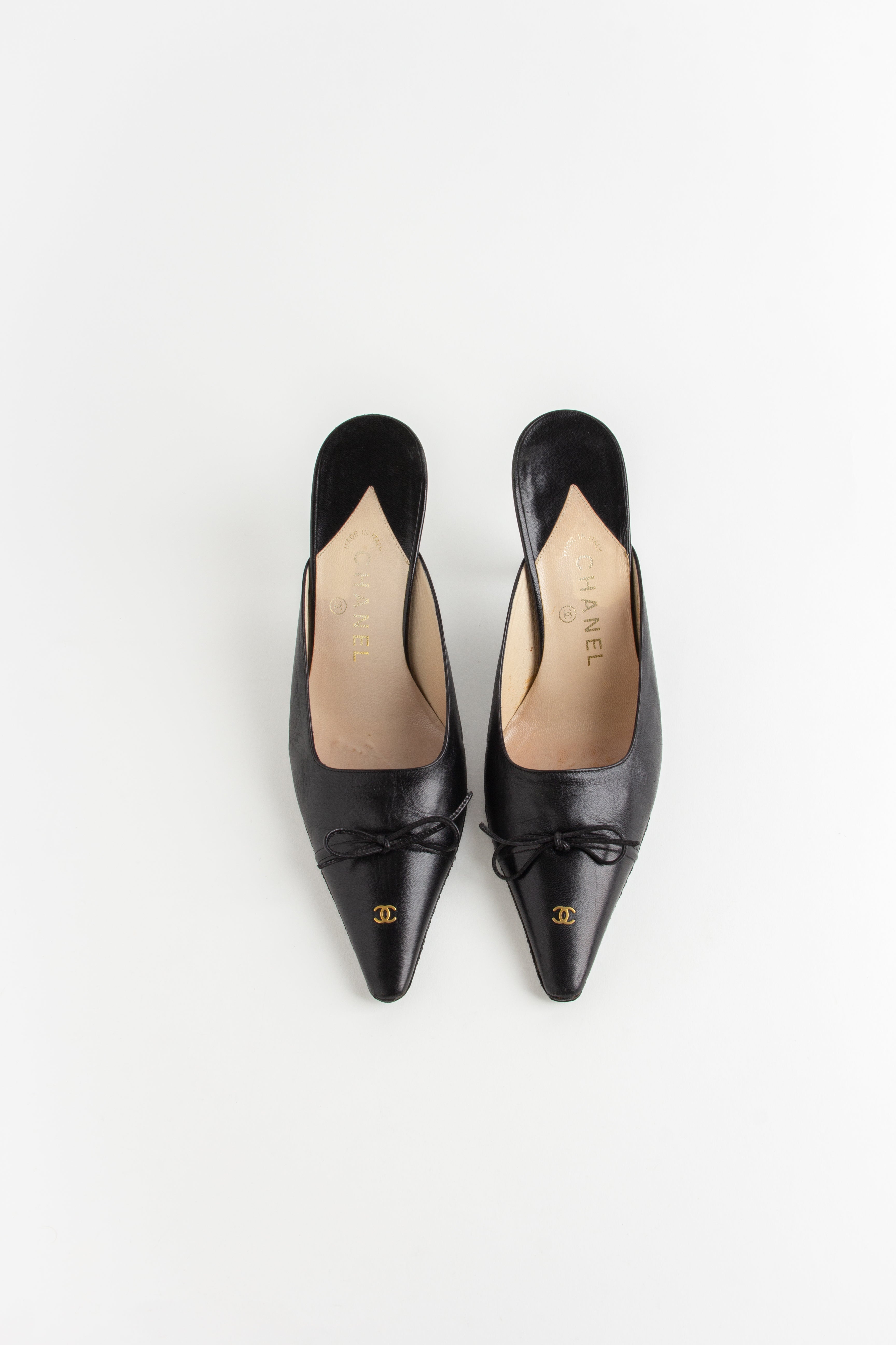 Chanel Black CC Bow Mules (IT 40)
