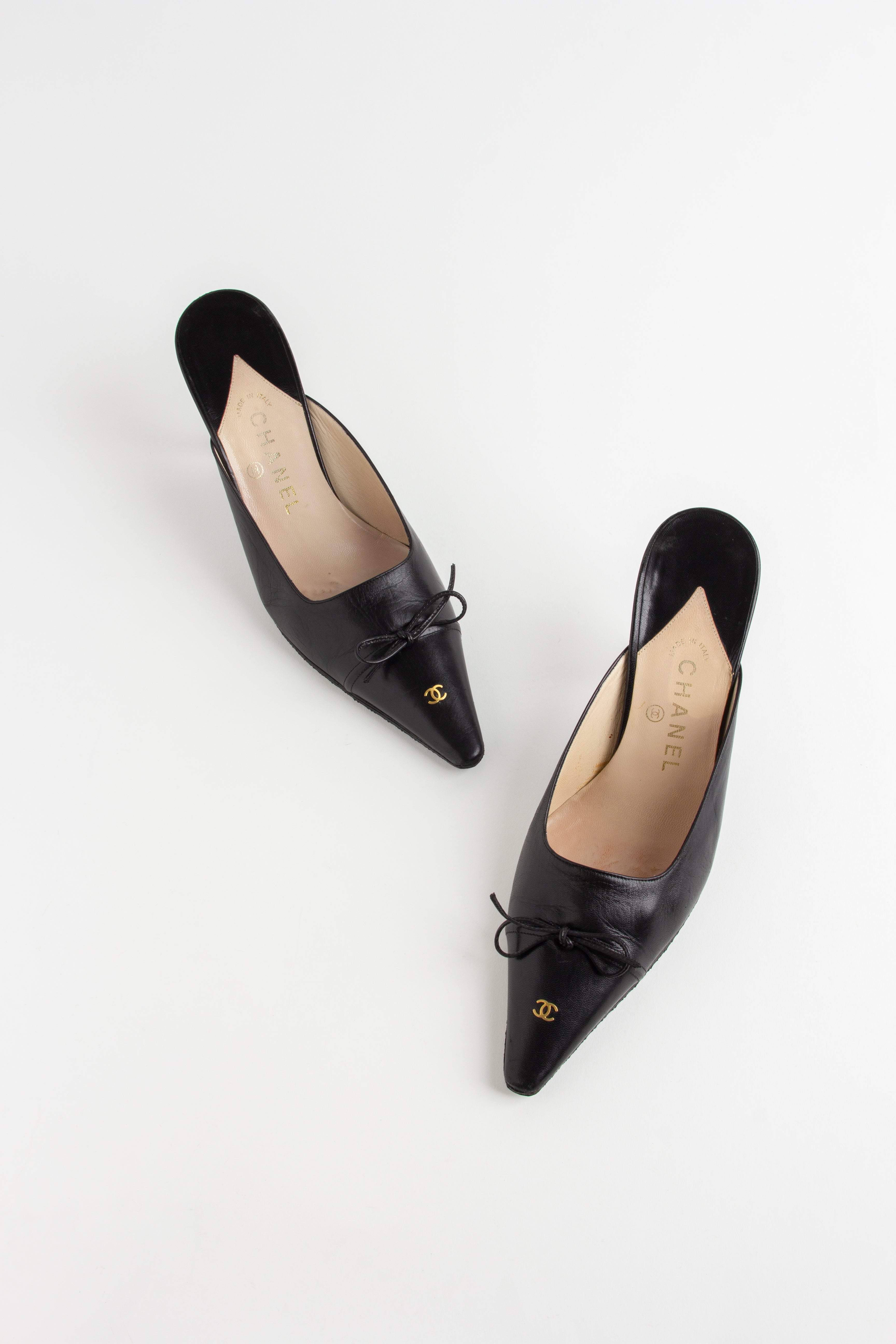 Chanel Black CC Bow Mules (IT 40)