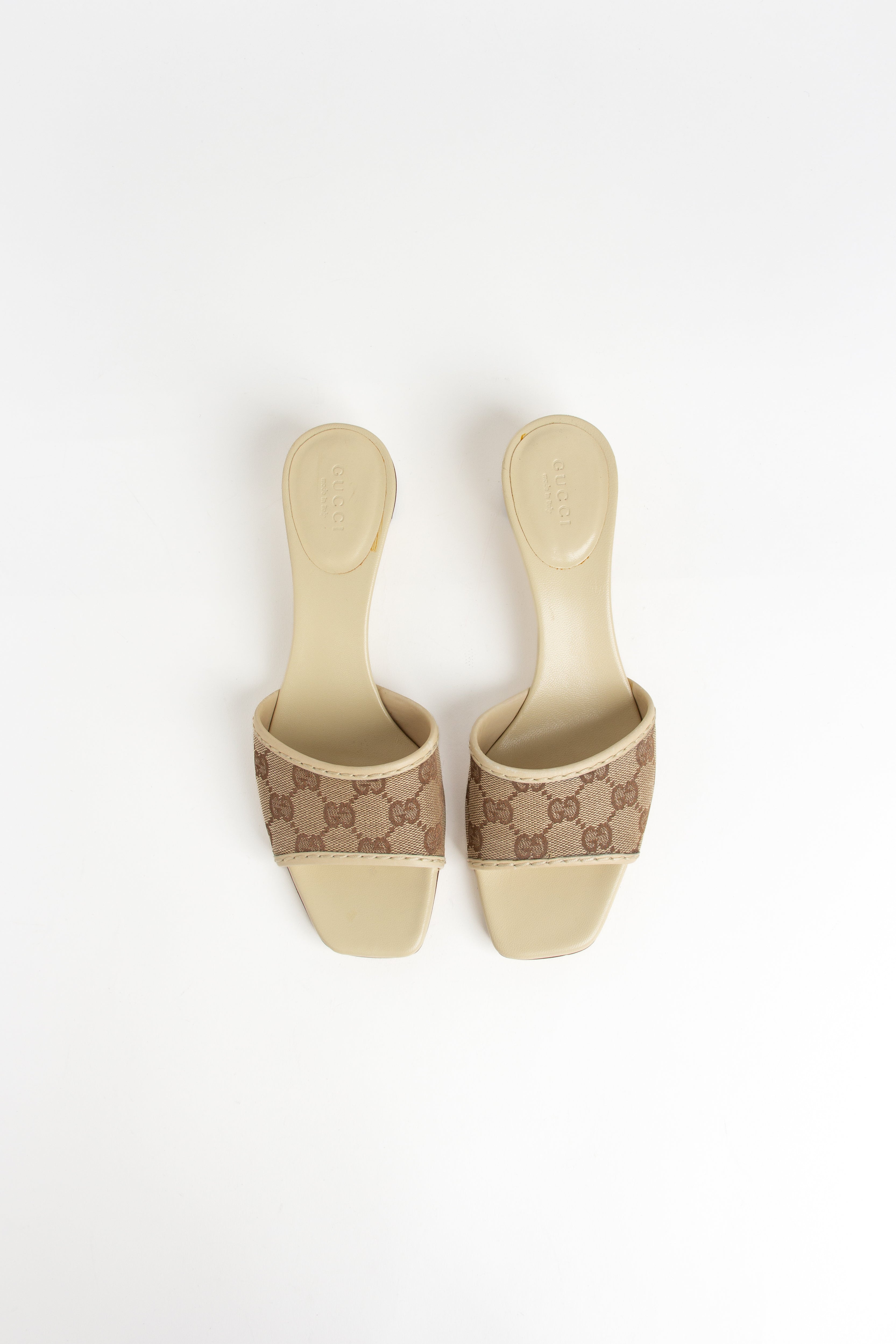 Gucci Beige + Cream Monogram Canvas Sandals (IT 37.5)