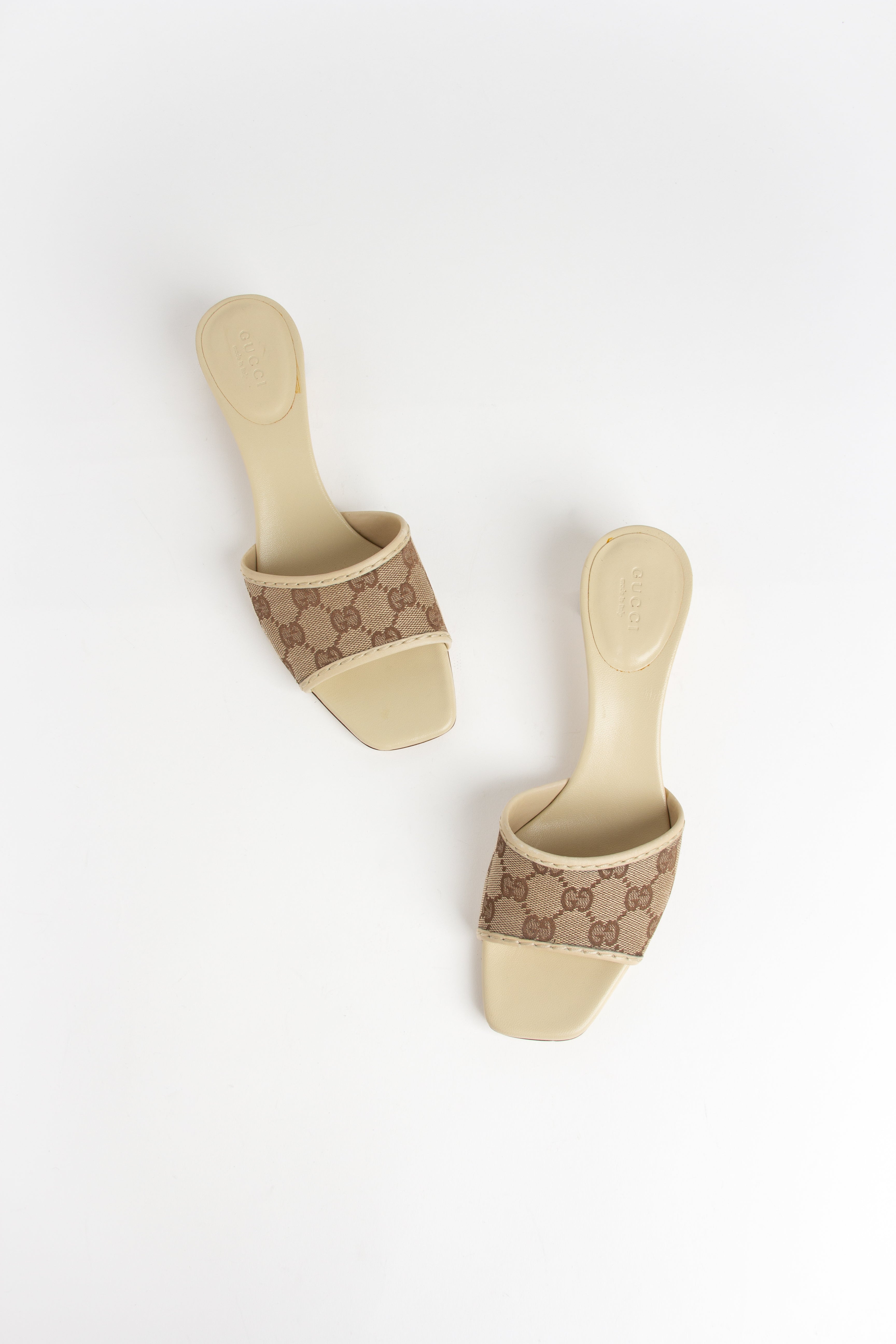 Gucci Beige + Cream Monogram Canvas Sandals (IT 37.5)