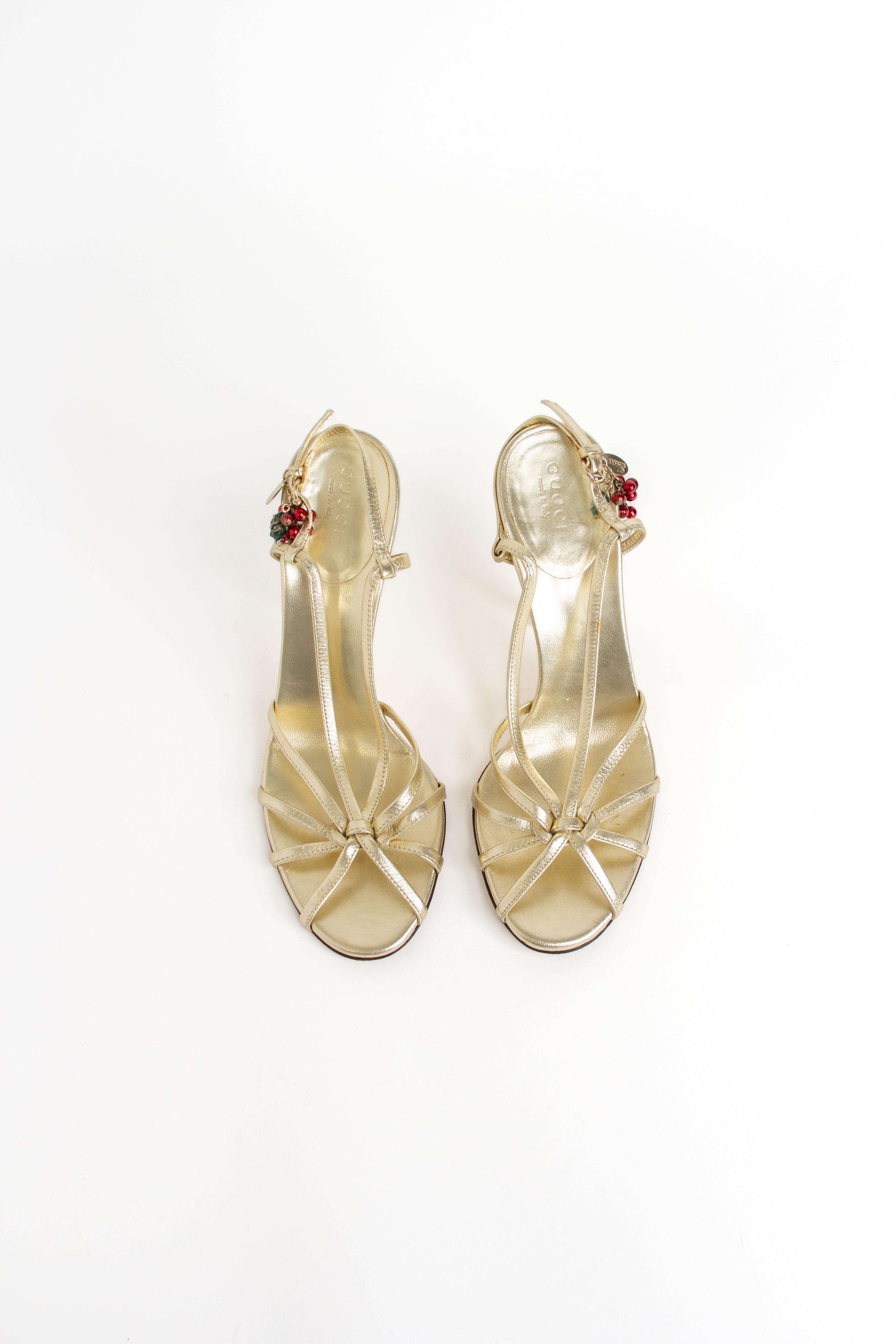 Gucci Gold Berry Charm Heels (IT 37)