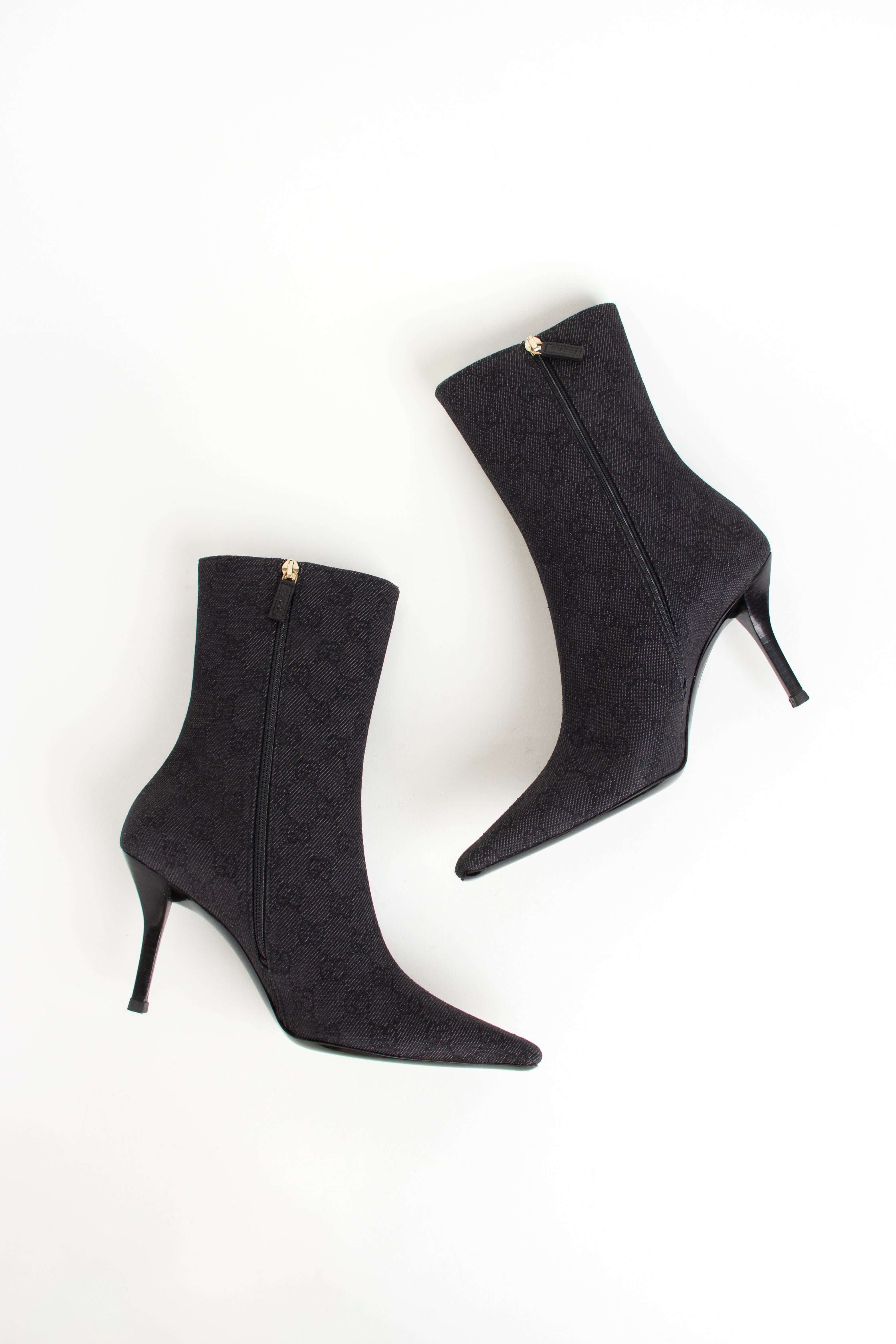 Gucci Black Monogram Canvas Boots (IT 38.5)