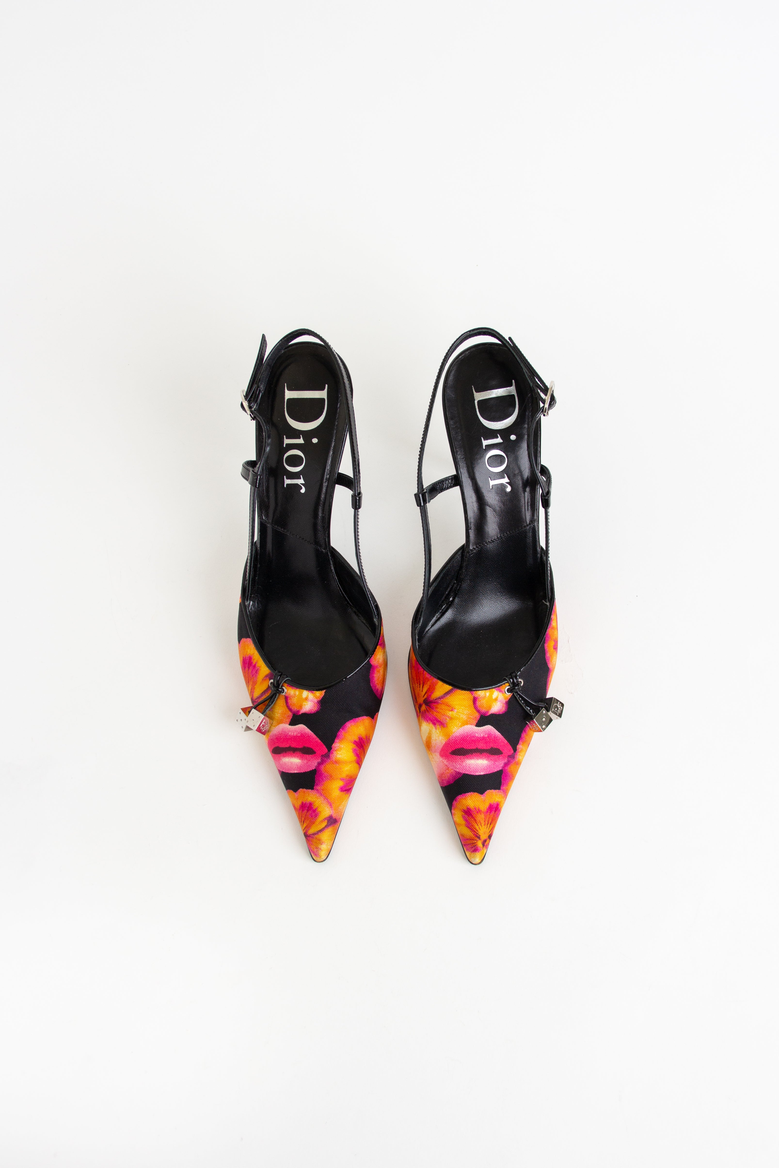 Rare Dior Floral / Lip Gambler Slingback Heels (IT 39)