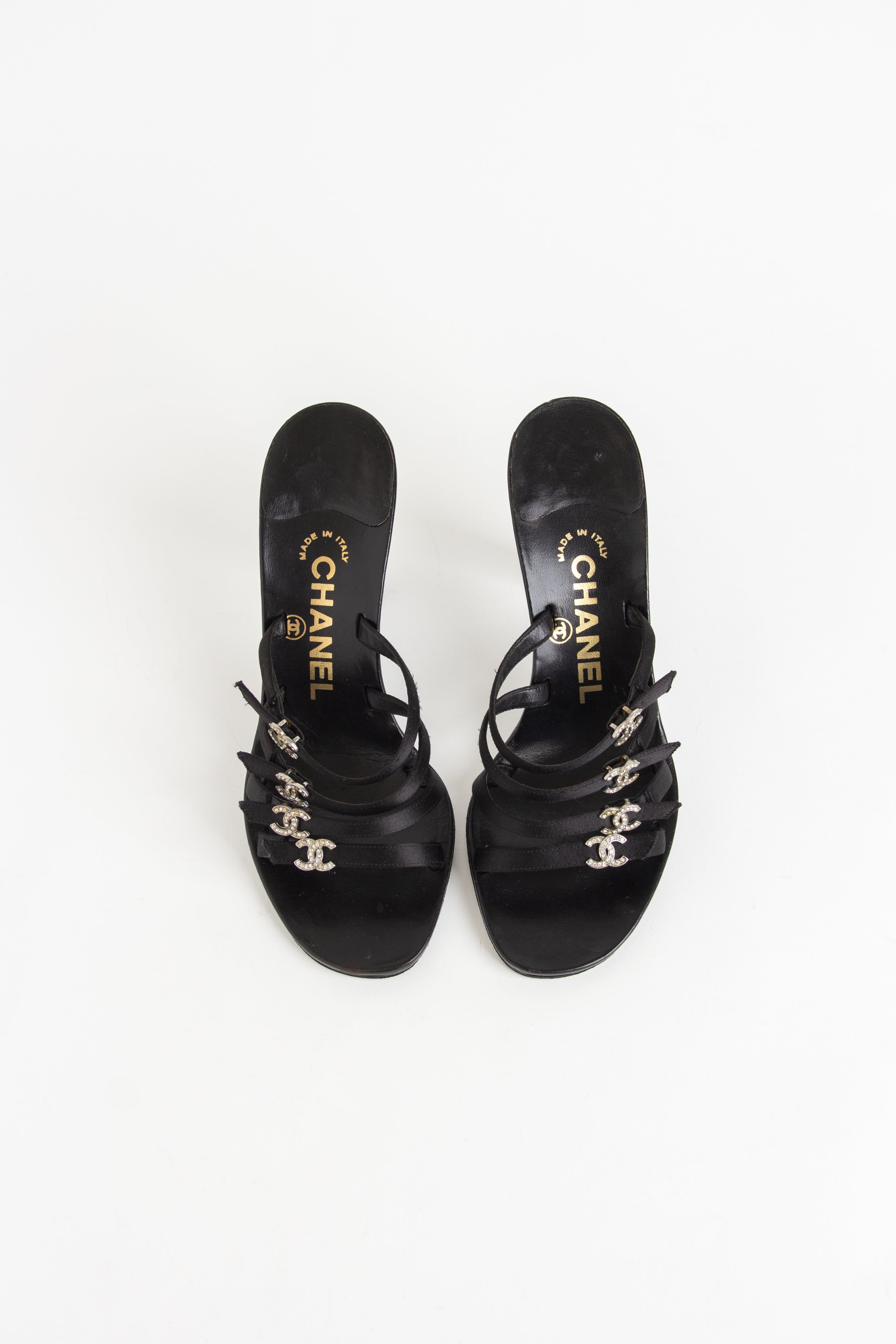 Rare Chanel Black Crystal CC Heels (IT 35)
