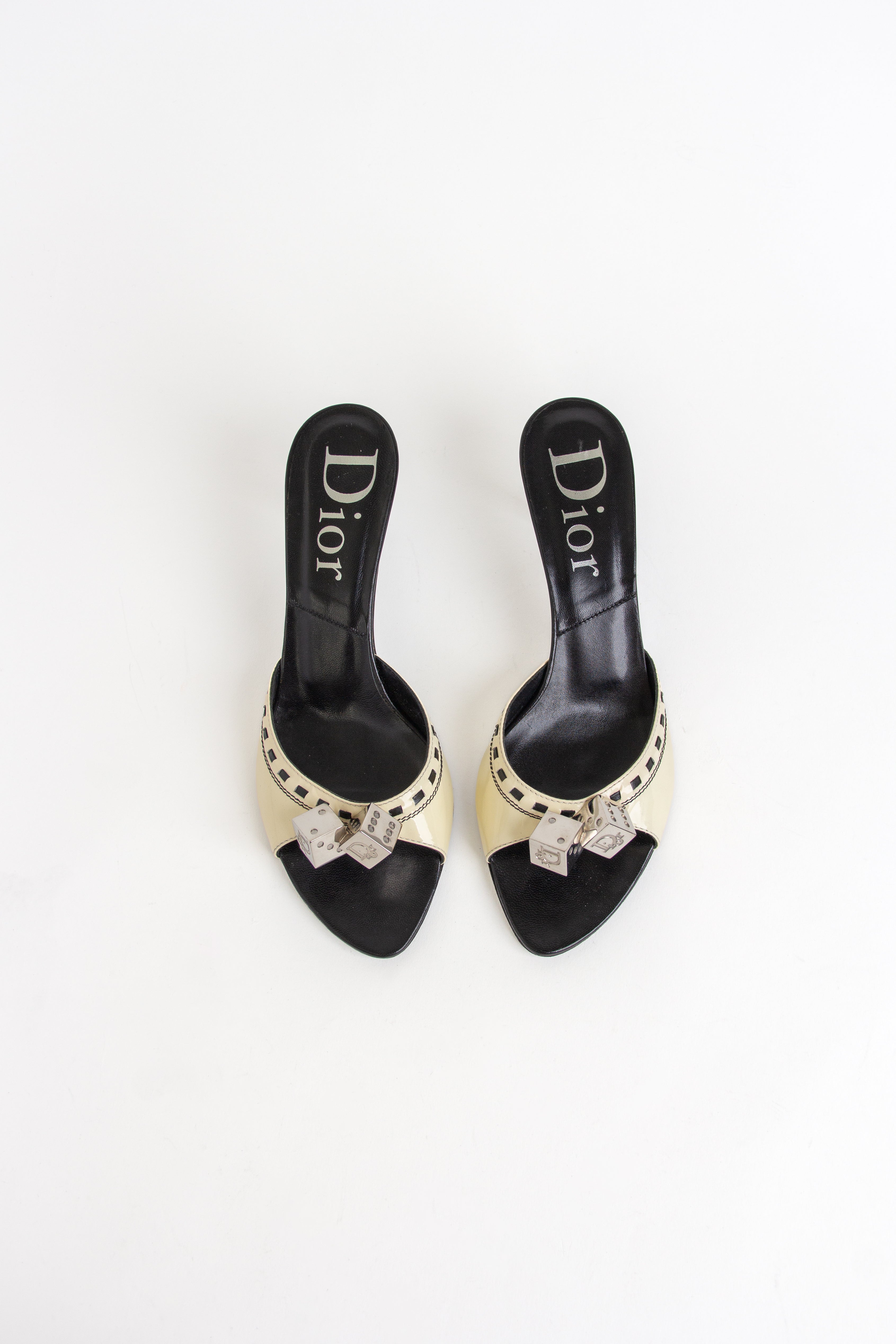 Rare Dior Gambler Cream Open Toe Heels (IT 37.5)