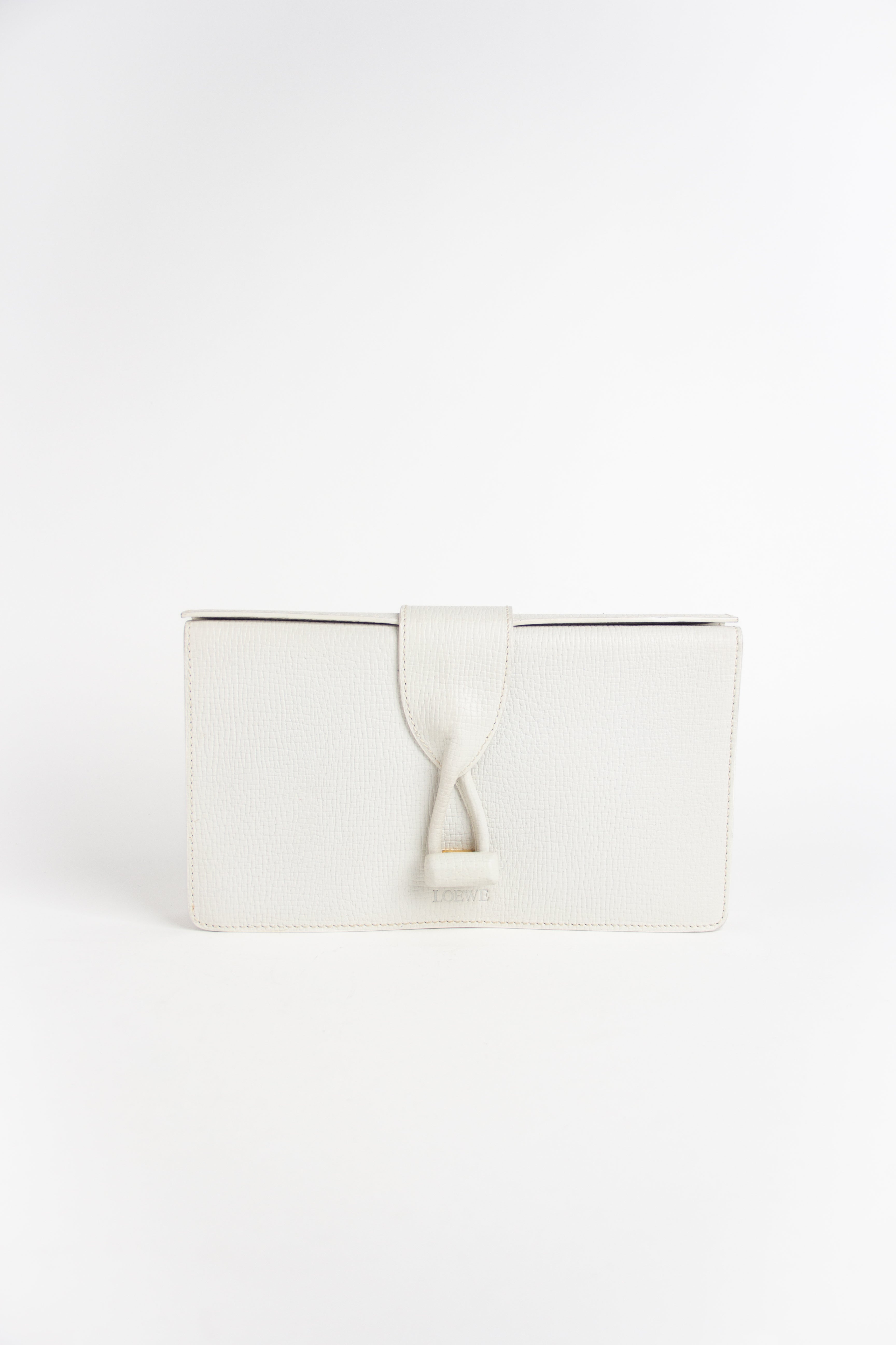 Loewe Ivory Grained Leather Twist Clutch