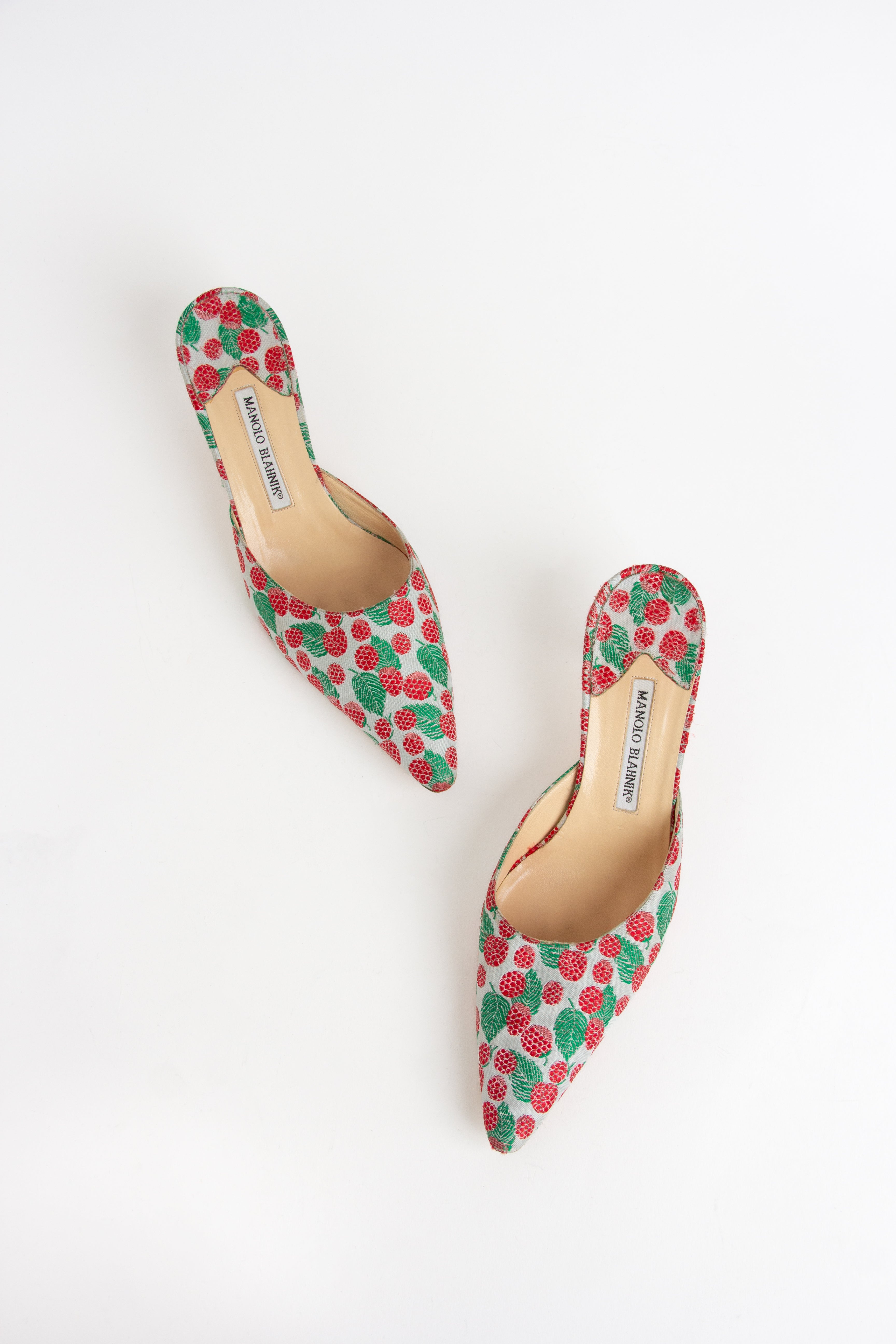 Manolo Blahnik Pale Blue Raspberry Mules (IT 39.5)