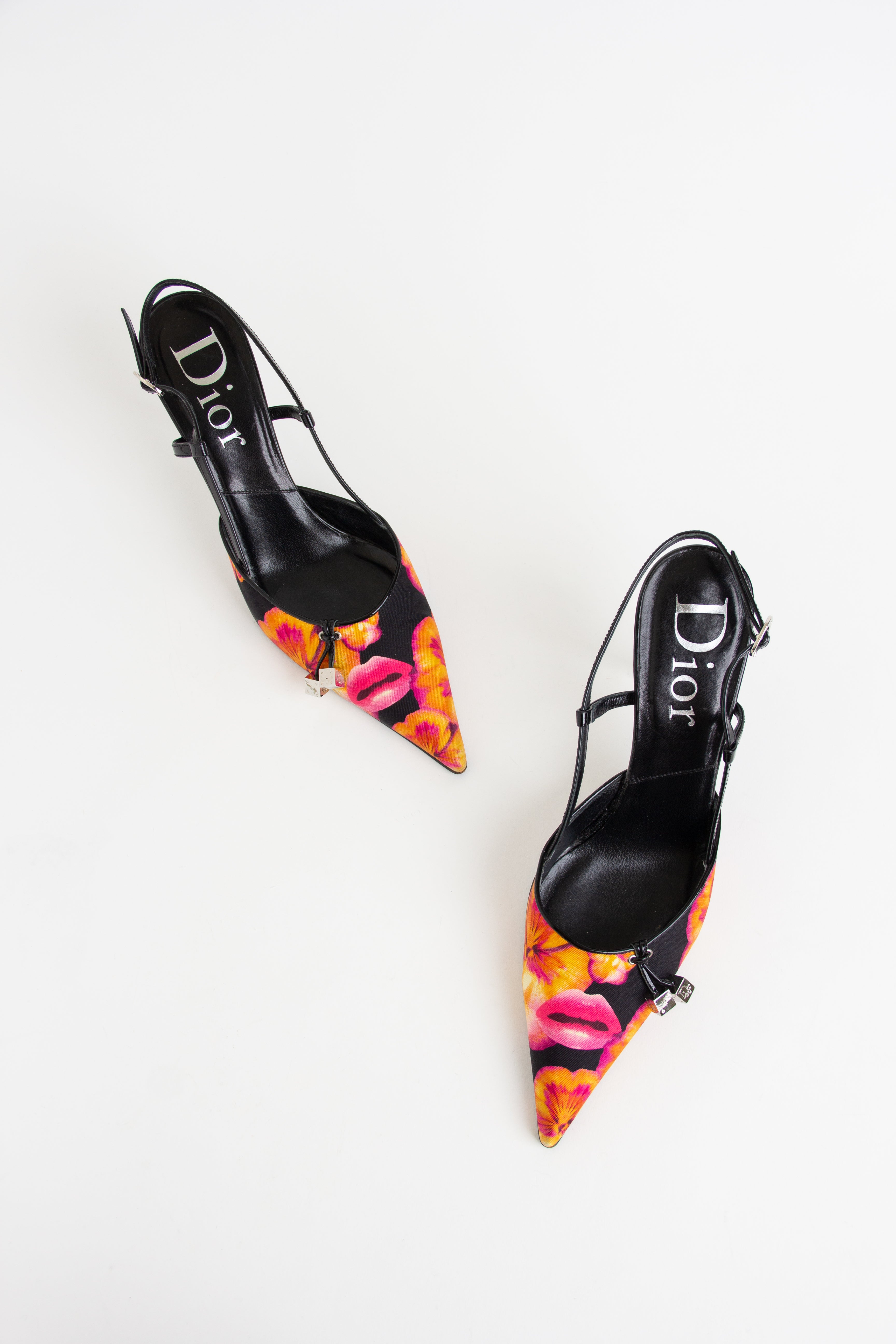 Rare Dior Floral / Lip Gambler Slingback Heels (IT 39)