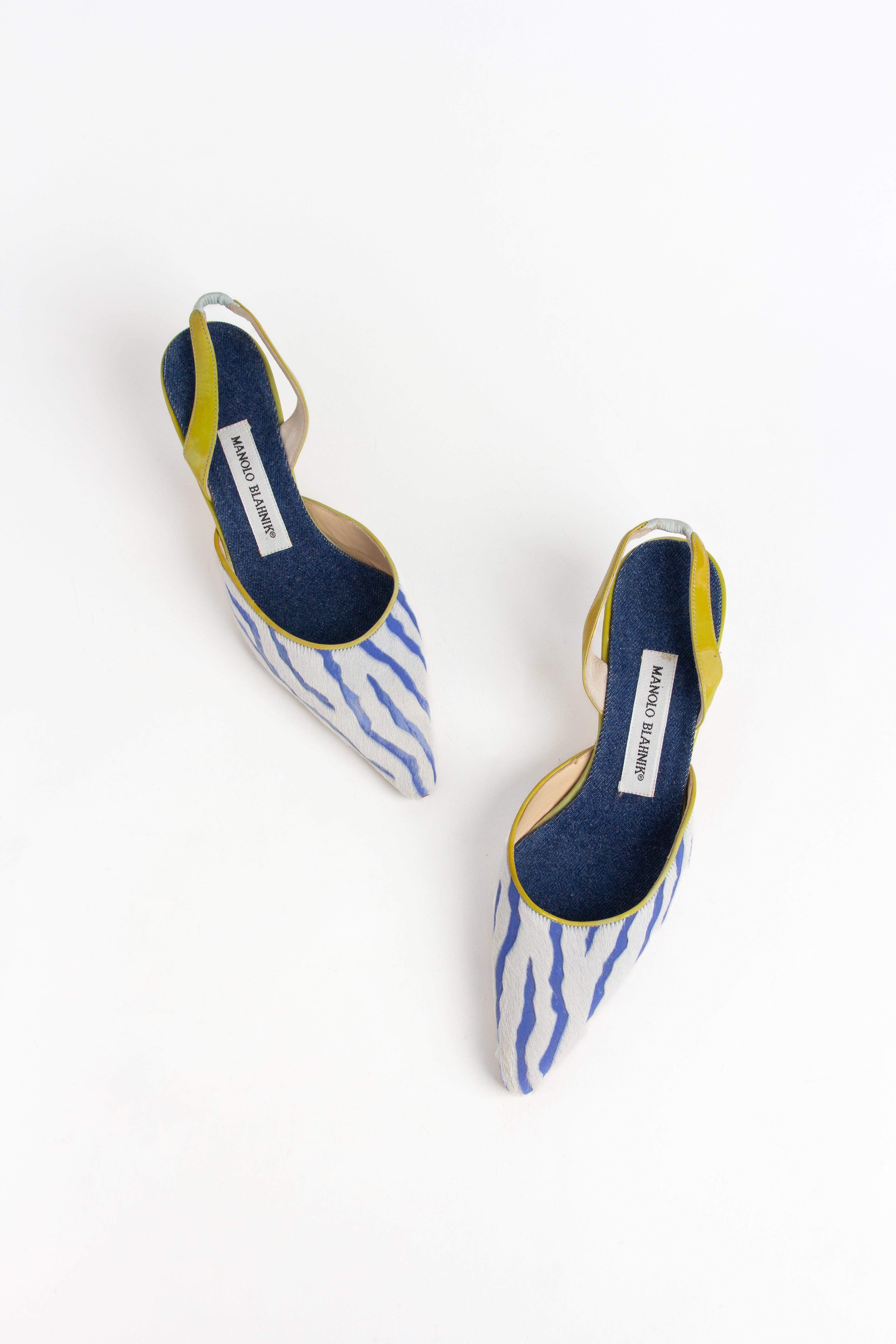 Rare Manolo Blahnik Zebra Pony Hair Slingback Heels (IT 37)
