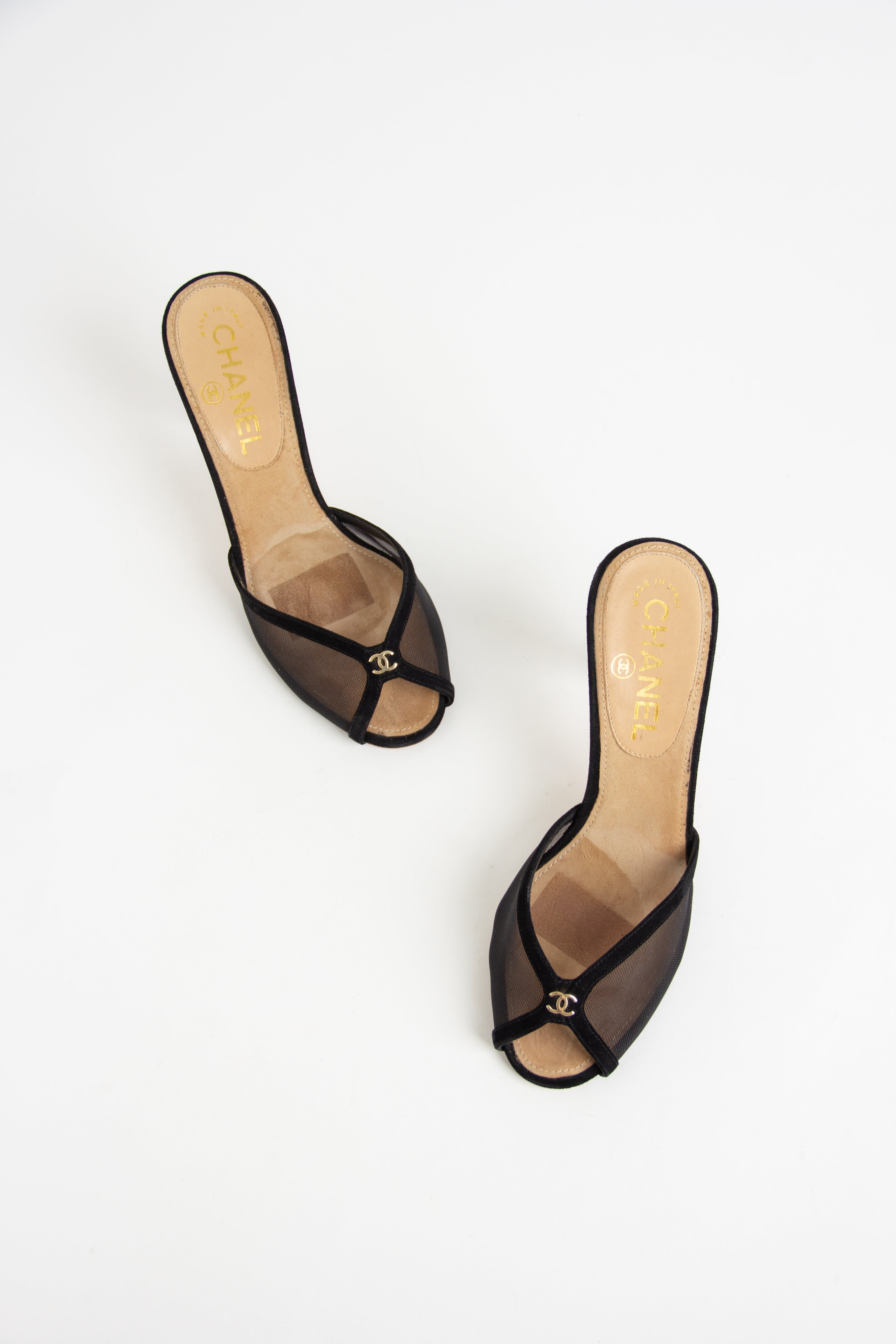 Rare Chanel Mesh Peep Toe Heels (IT 35.5)