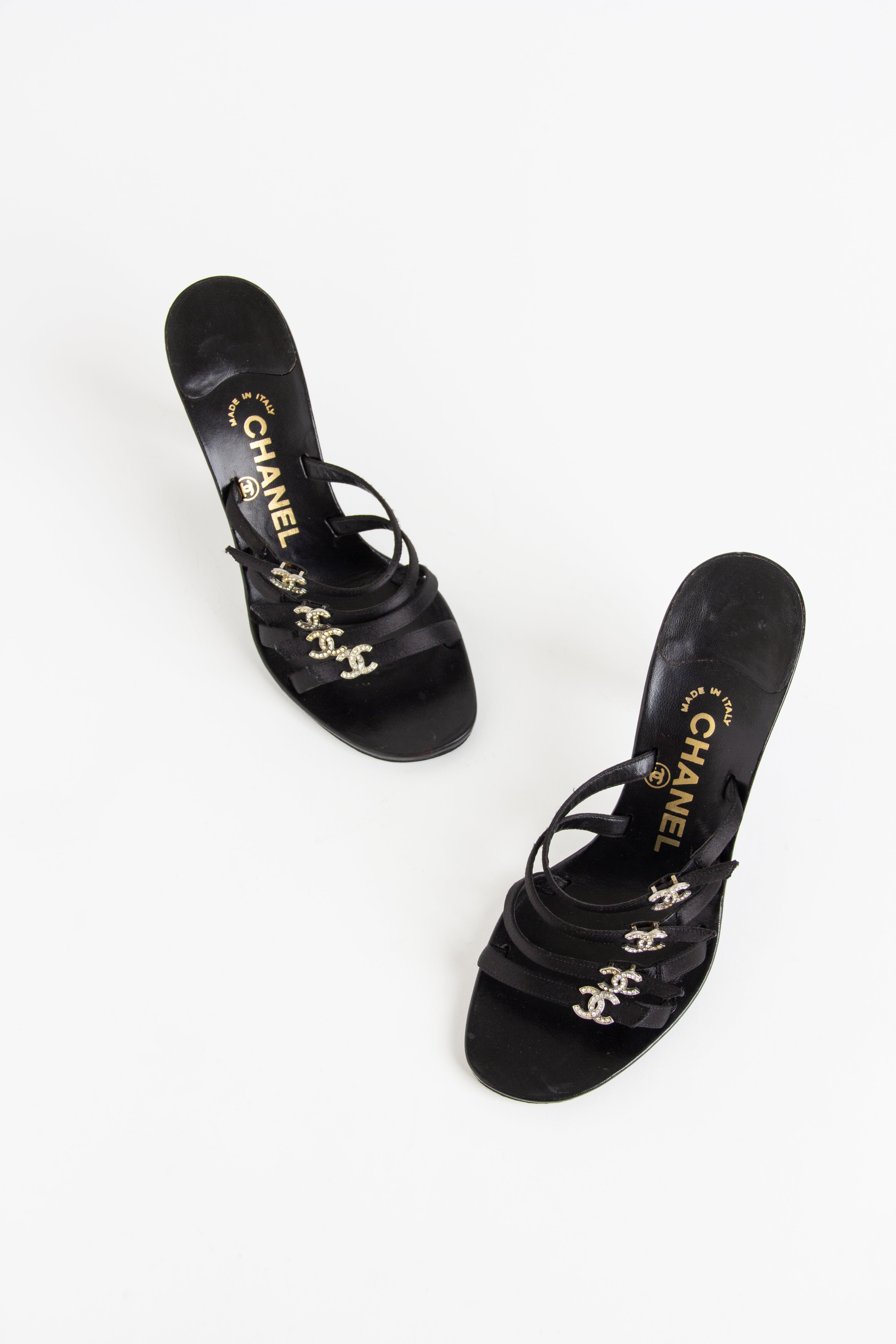 Rare Chanel Black Crystal CC Heels (IT 35)