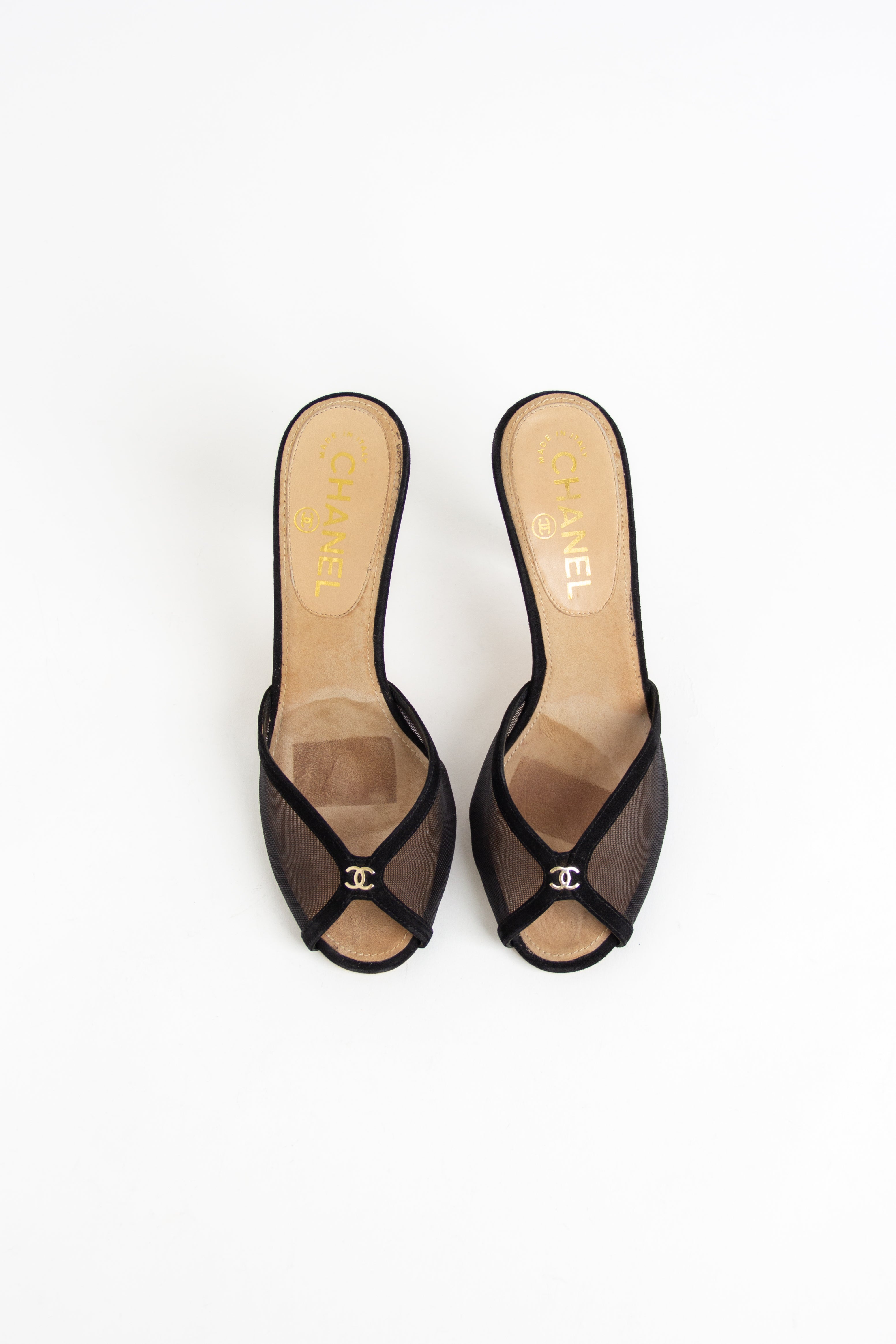 Rare Chanel Mesh Peep Toe Heels (IT 35.5)