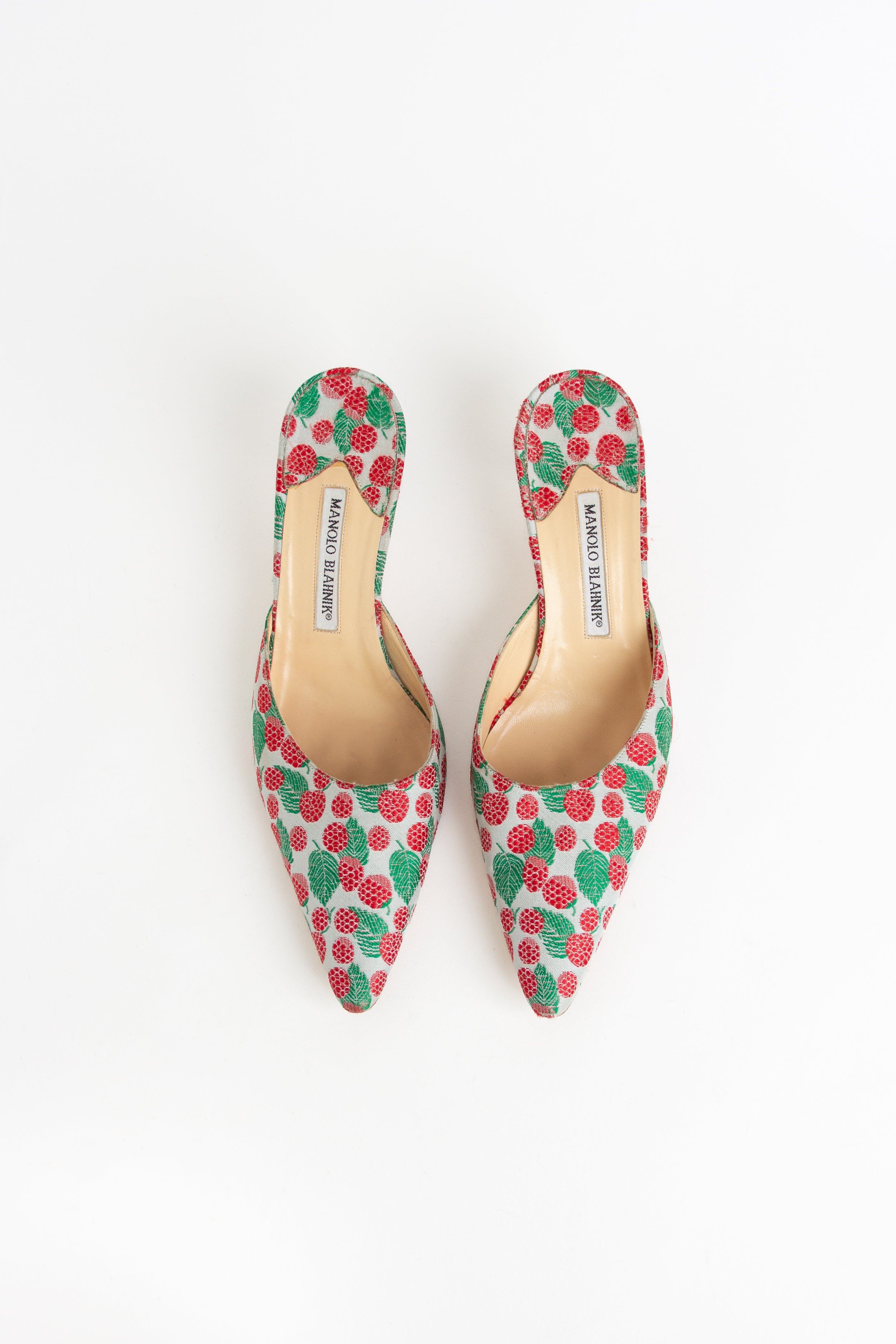 Manolo Blahnik Pale Blue Raspberry Mules (IT 39.5)