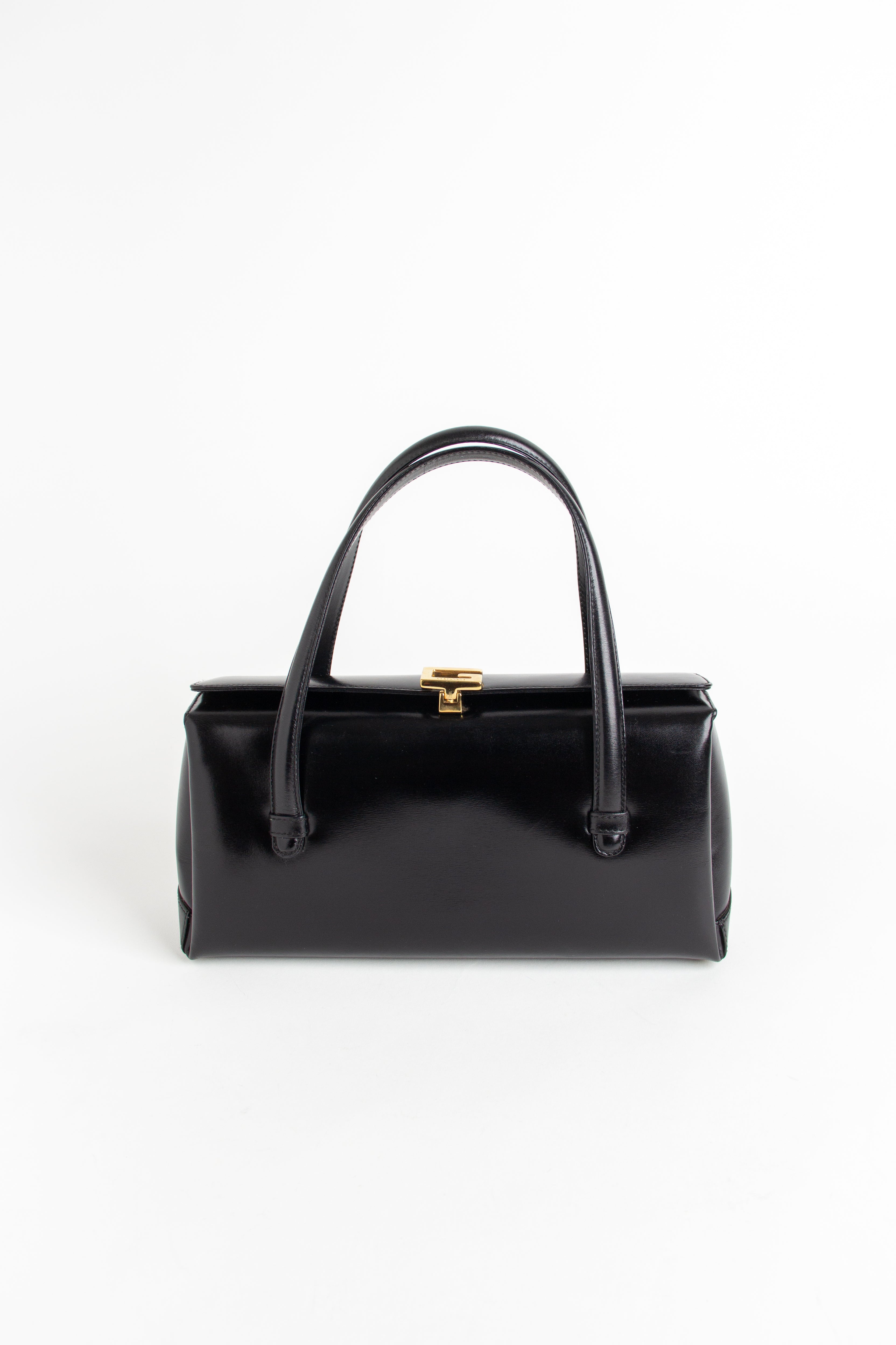Gucci Vintage Black Top Handle G Clasp Bag
