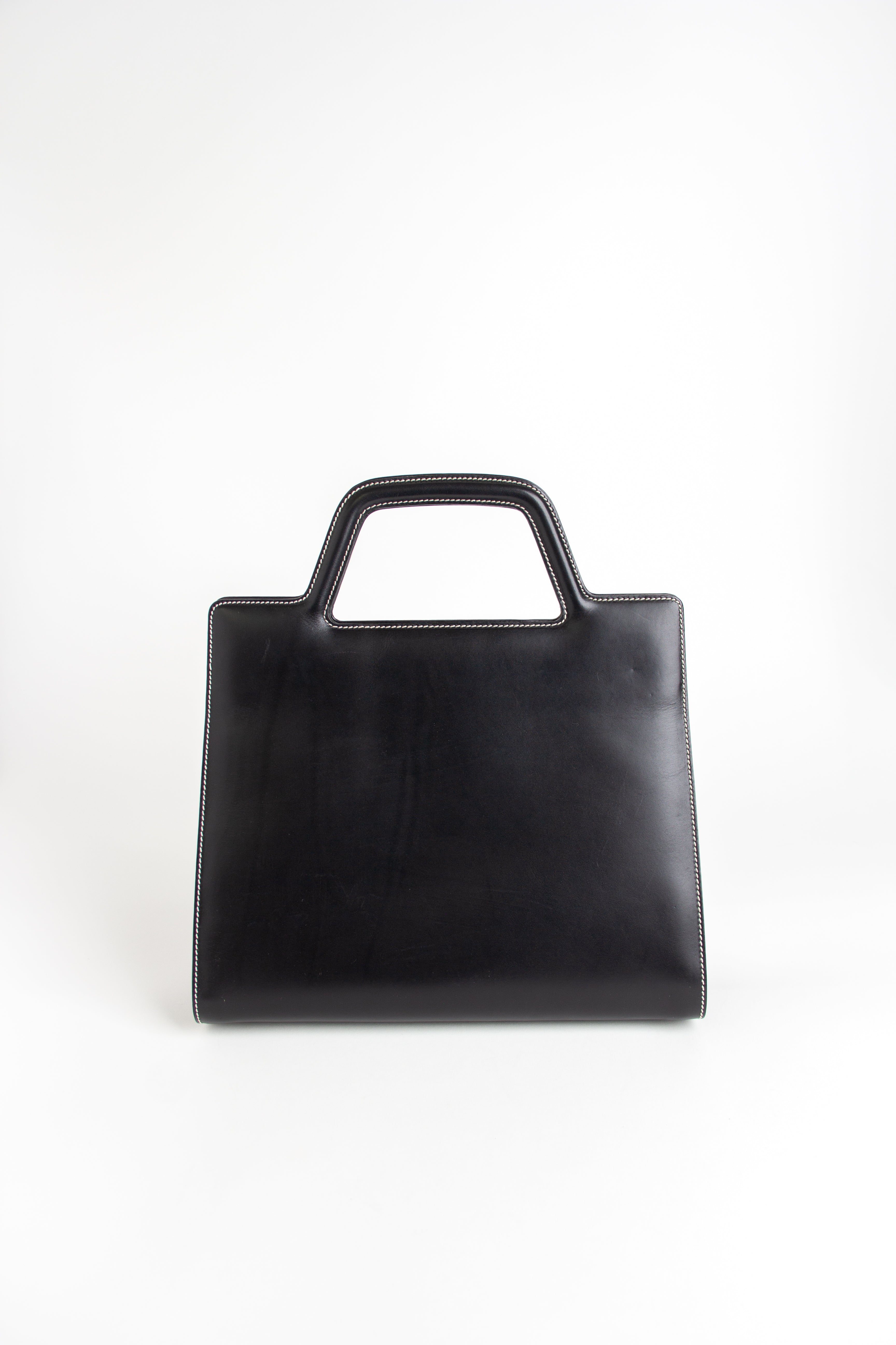 Salvatore Ferragamo Black Contrast Stitch Gancini Bag