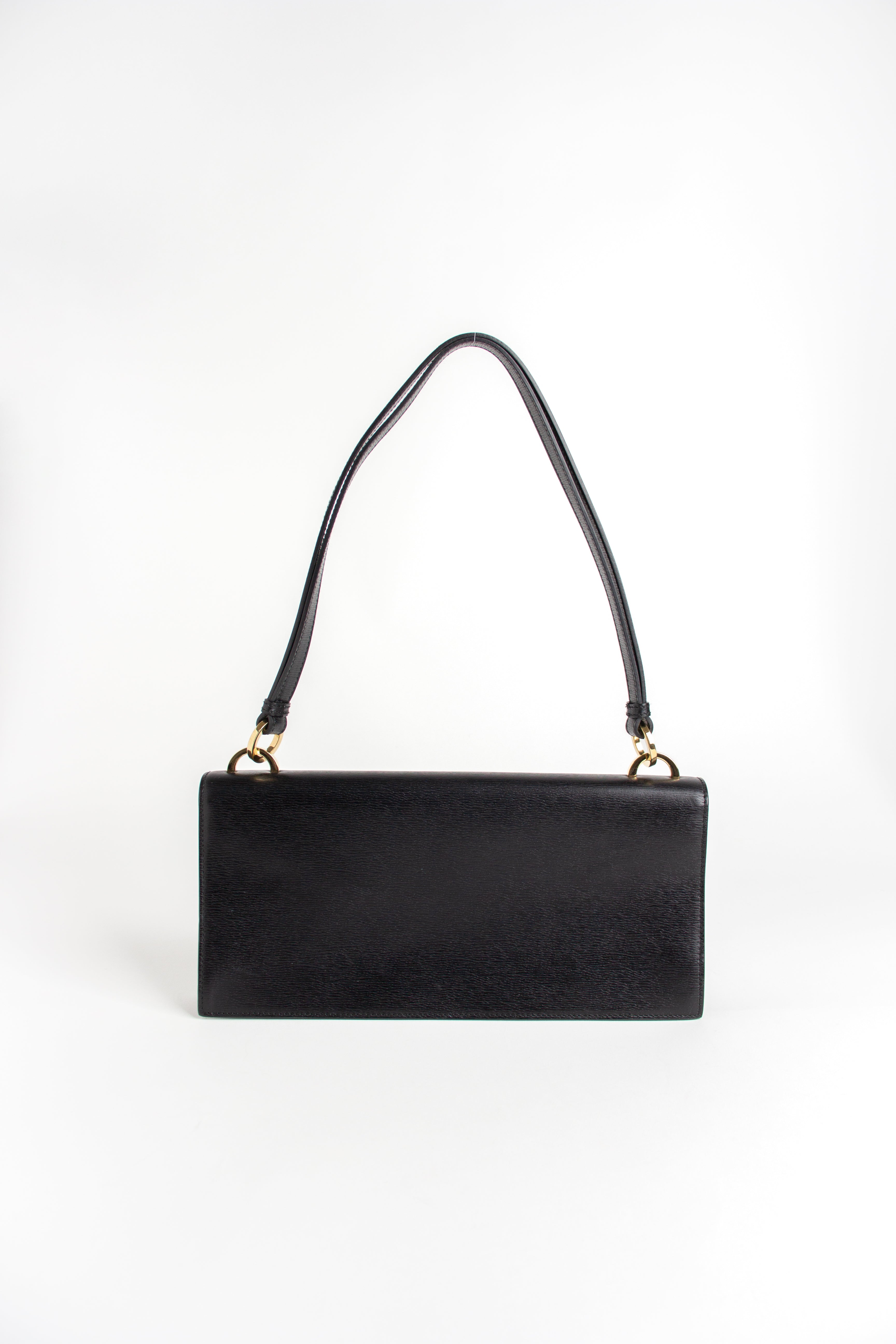 Gucci Black + Gold Flap Shoulder Bag