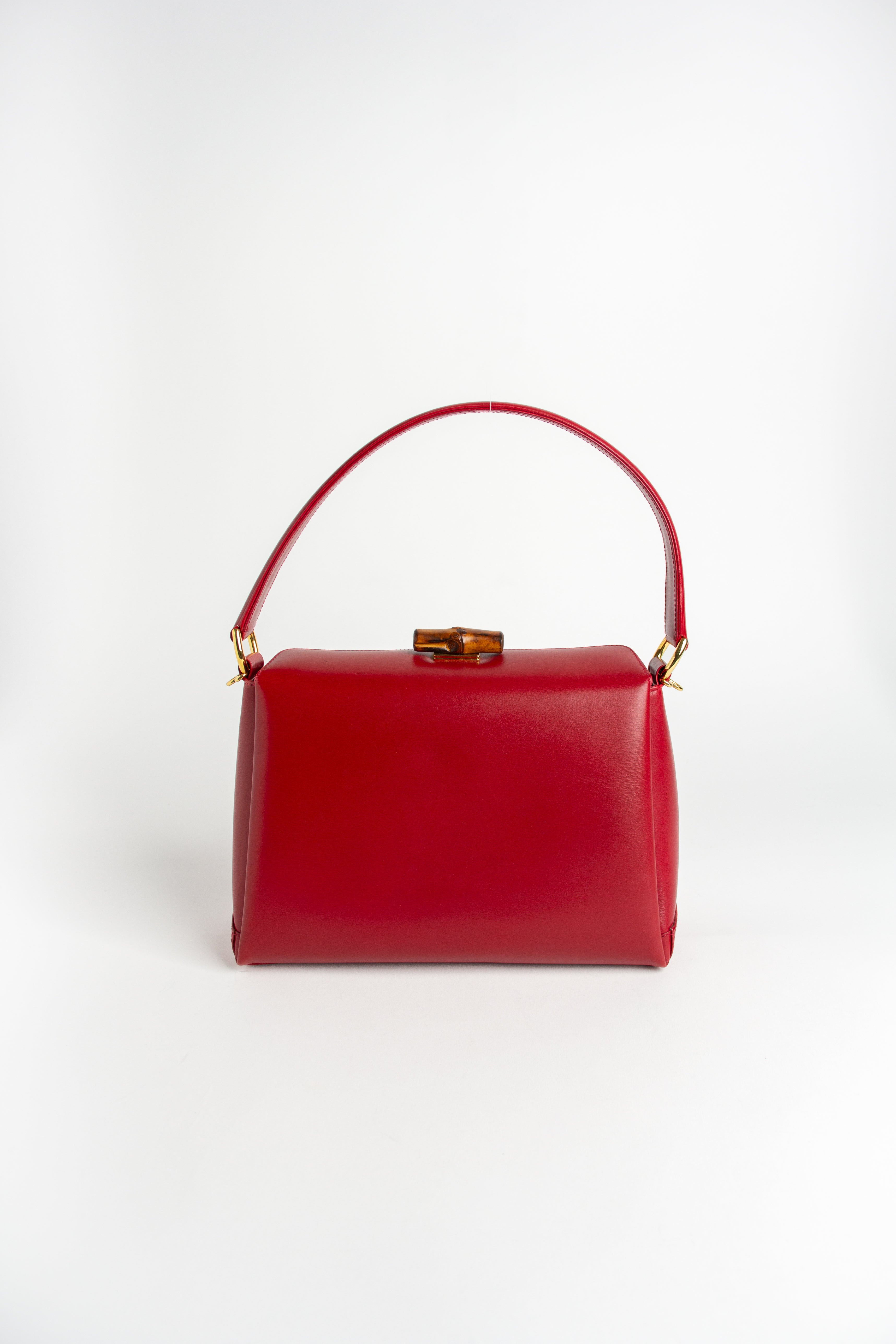 Gucci Vintage Red Bamboo Turnlock Bag