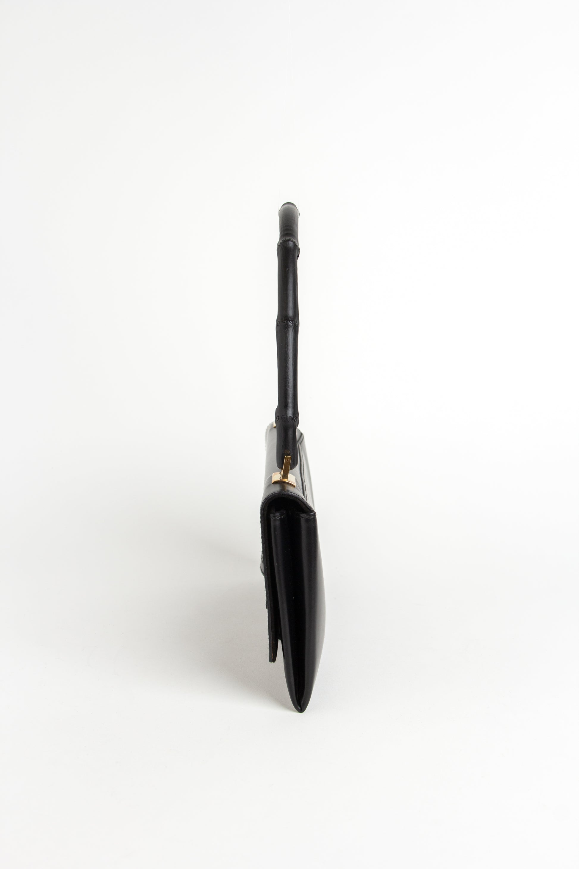 Gucci Black Leather Bamboo Handle Bag