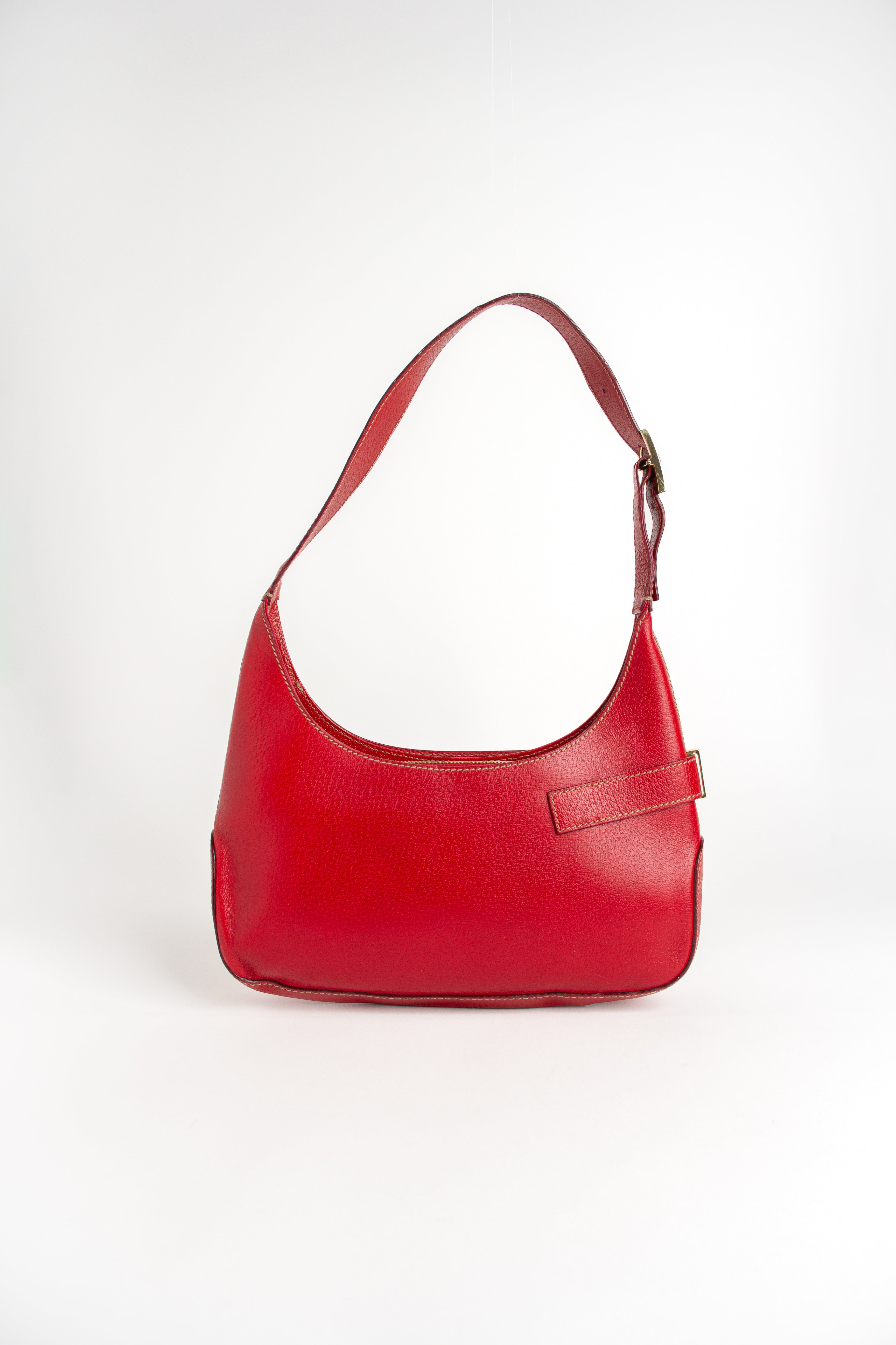Salvatore Ferragamo Red Leather Gancini Shoulder Bag