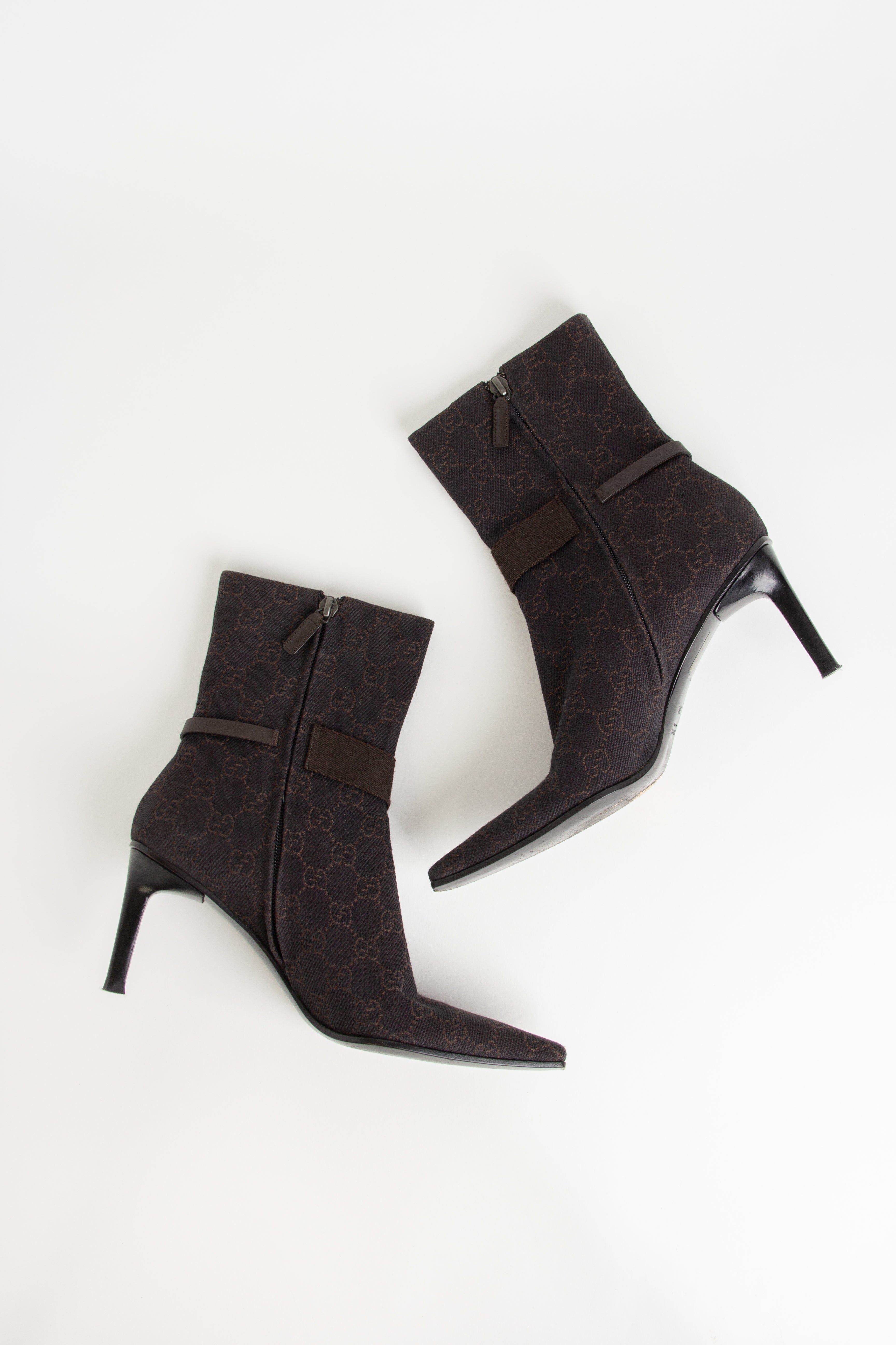 Gucci Dark Brown Canvas Monogram Ankle Boots (IT 38)