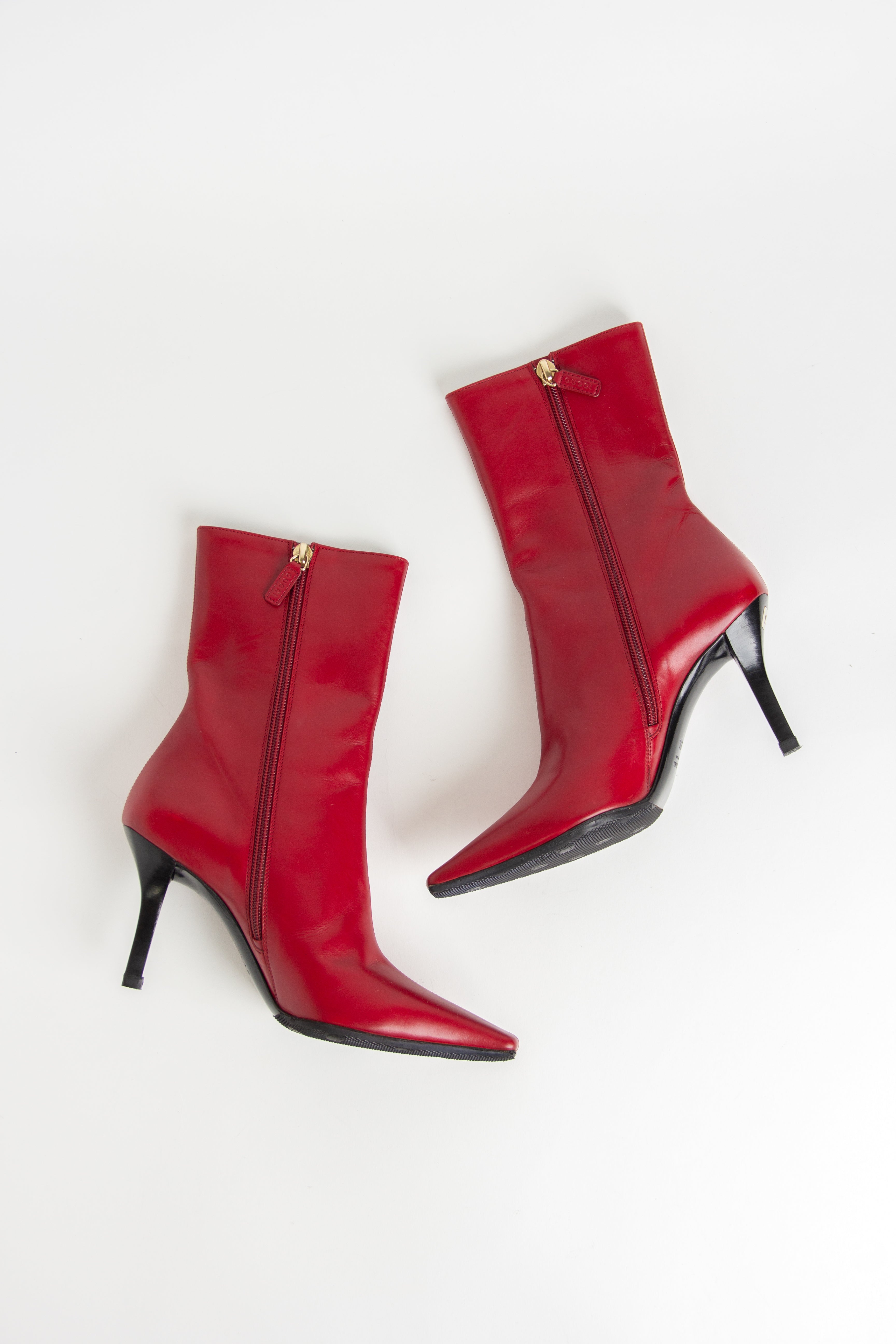 Gucci Red Leather G Ankle Boots (IT 35)