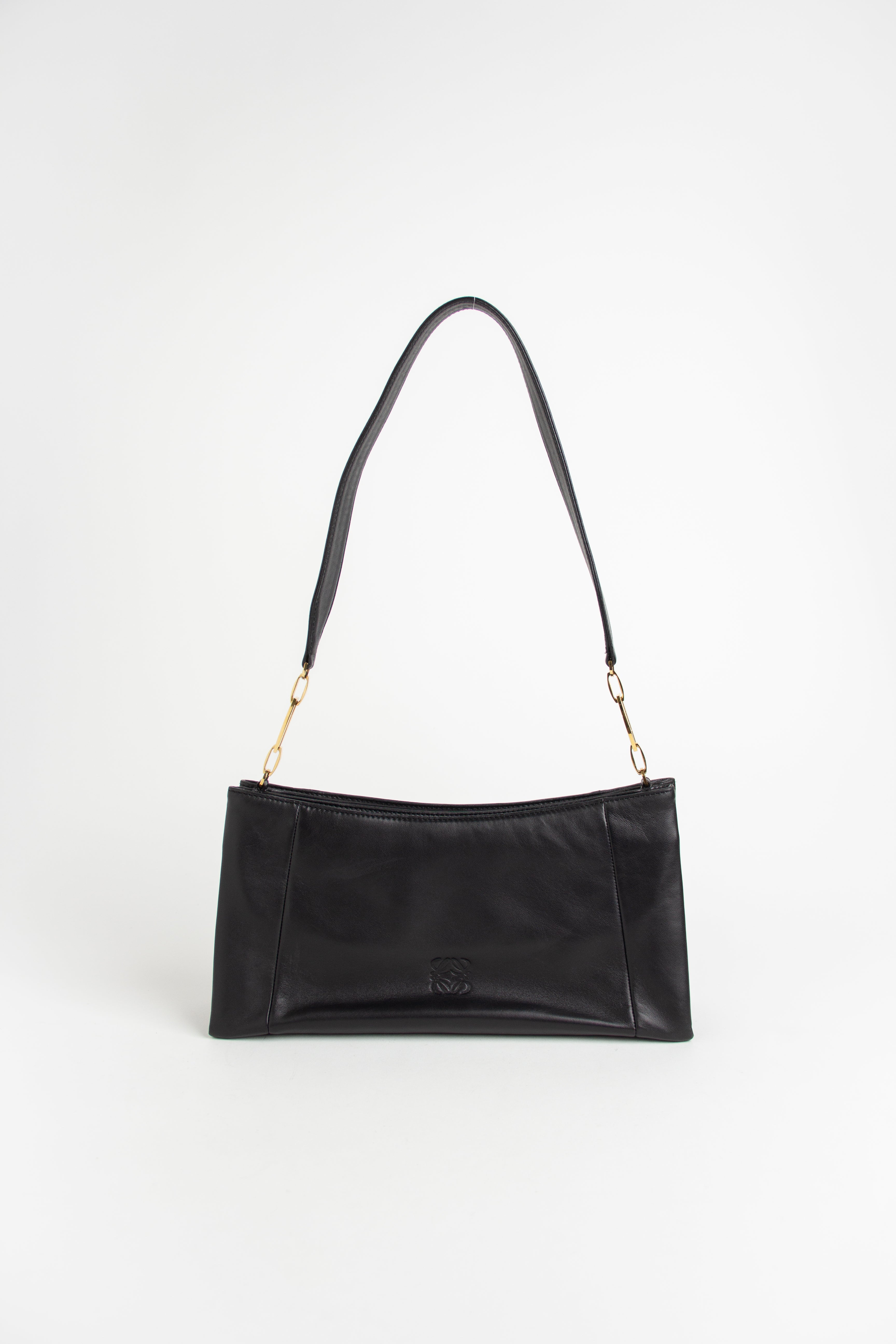 Loewe Black Leather Anagram Shoulder Bag