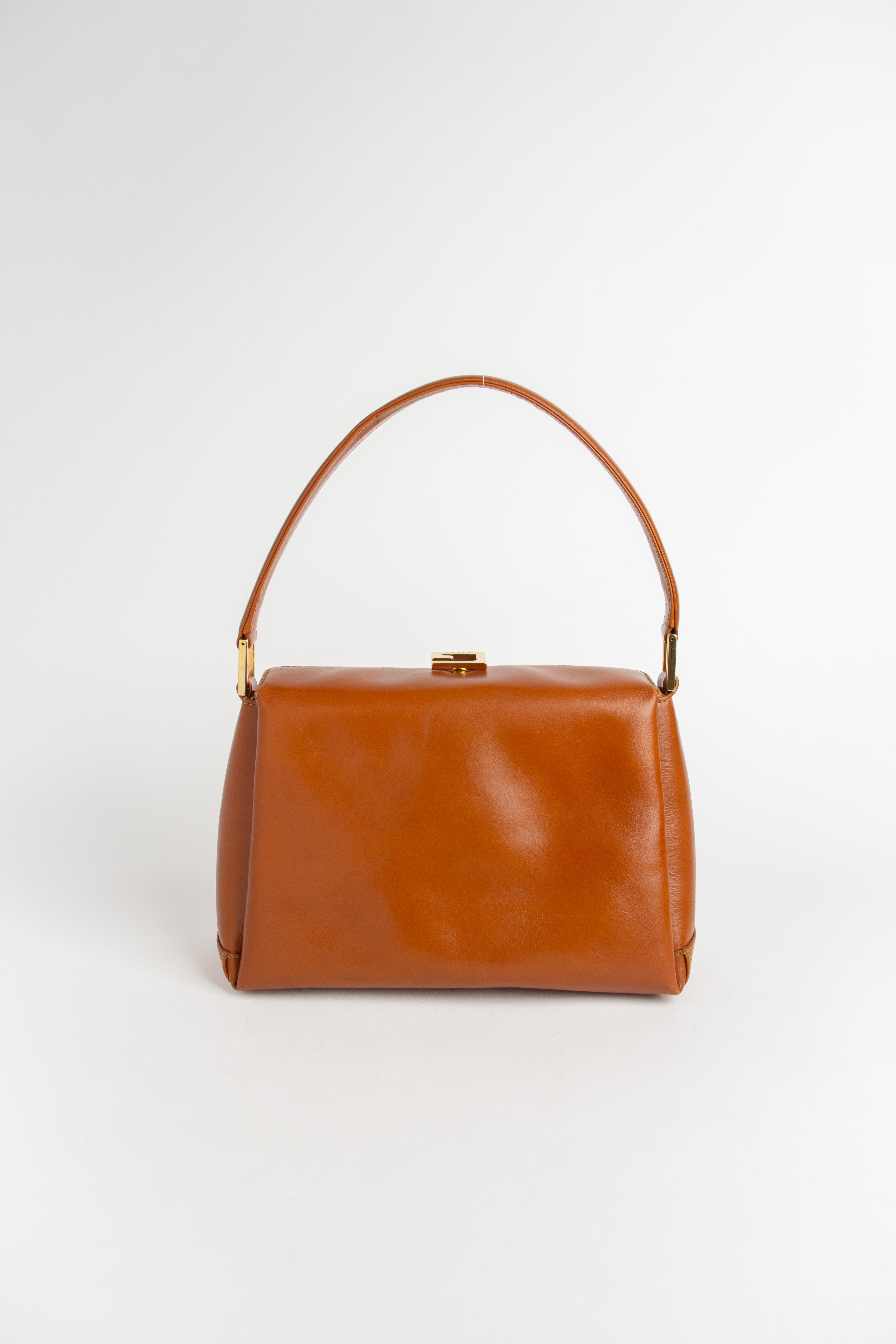 Gucci Vintage Saddle Brown G Clasp Bag
