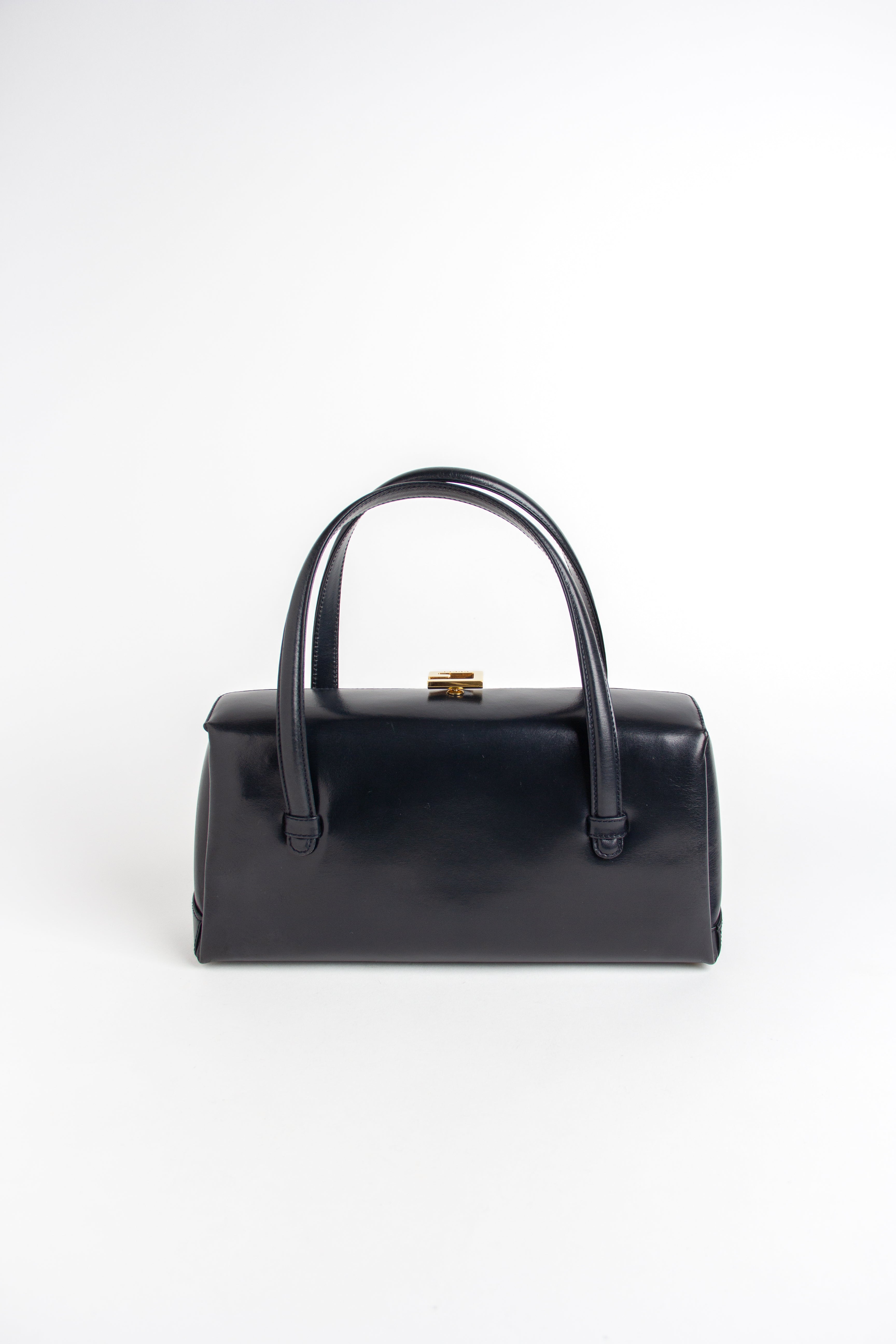 Gucci Vintage Midnight Blue Top Handle G Clasp Bag