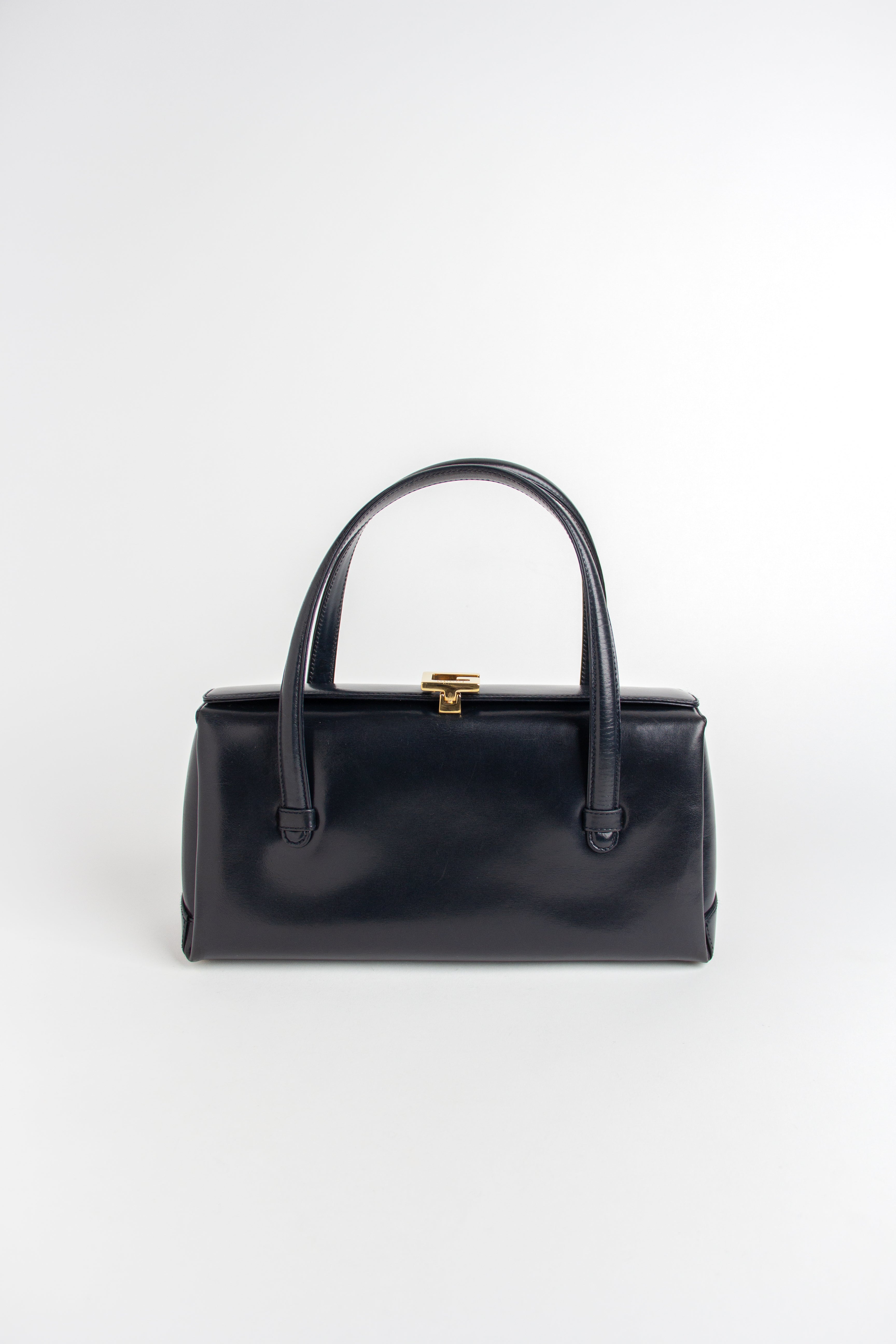 Gucci Vintage Midnight Blue Top Handle G Clasp Bag