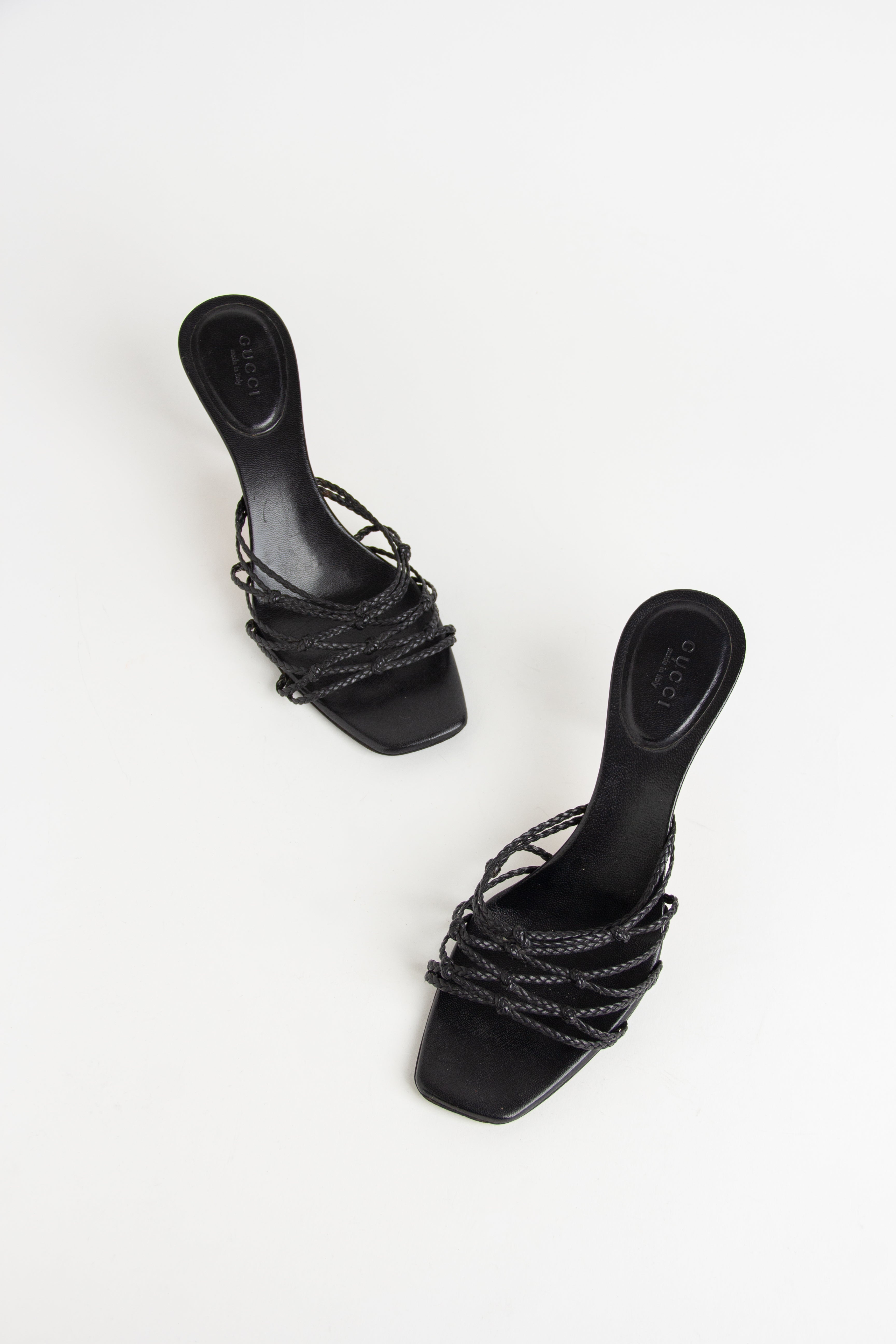 Gucci by Tom Ford Black Braided Open Toe Heels (IT 38)