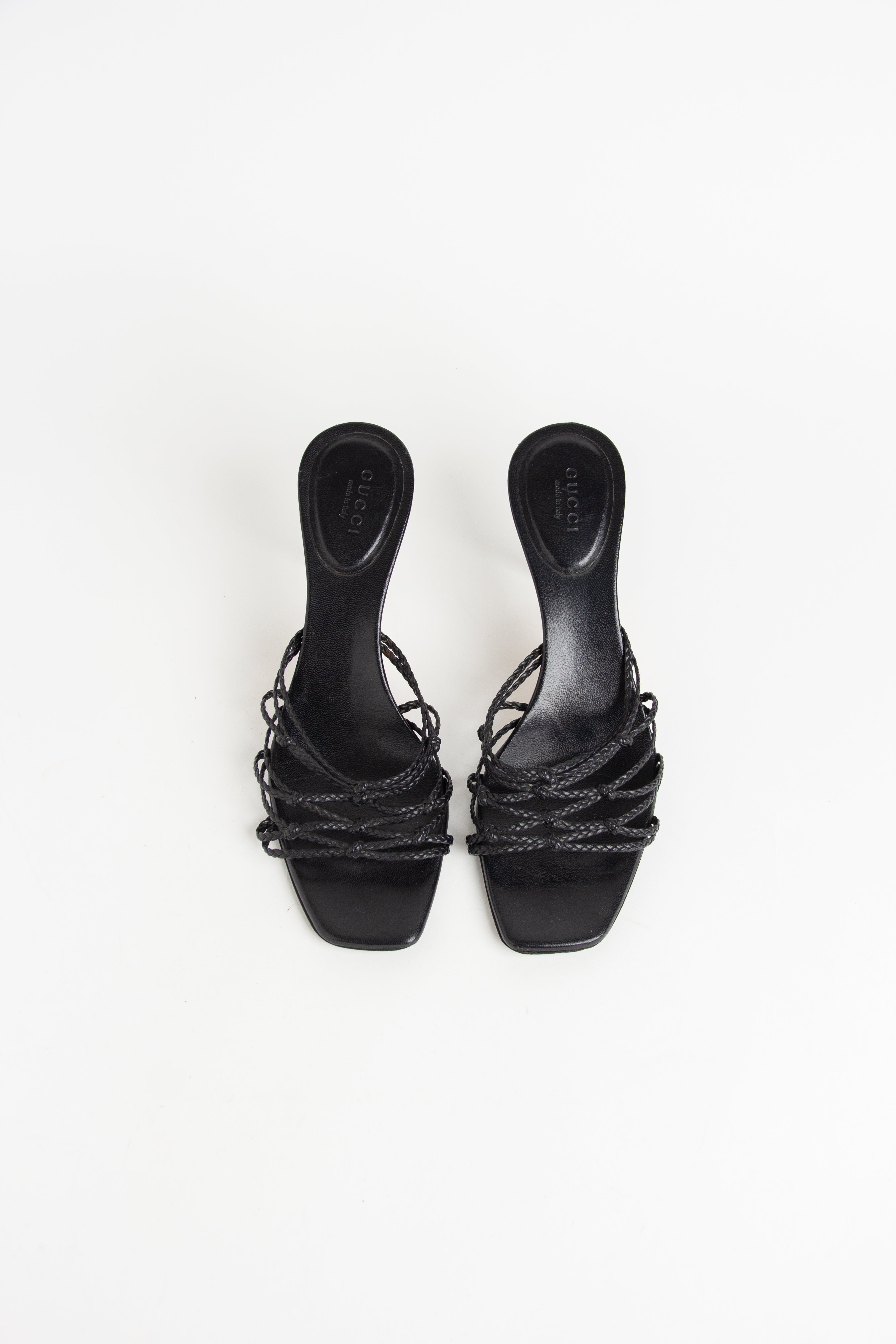 Gucci by Tom Ford Black Braided Open Toe Heels (IT 38)