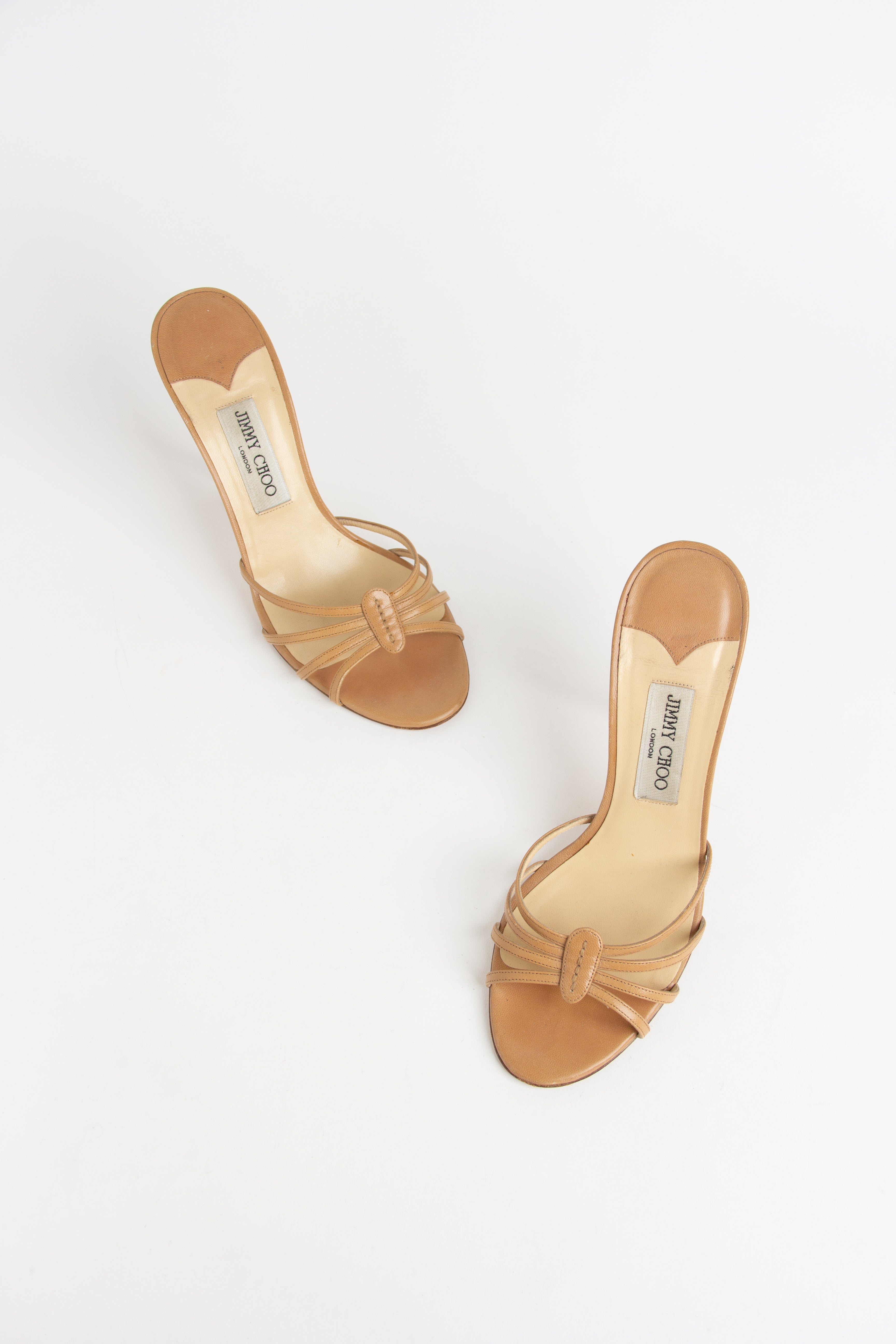 Jimmy Choo Tan Strappy Open Toe Heels (IT 40)