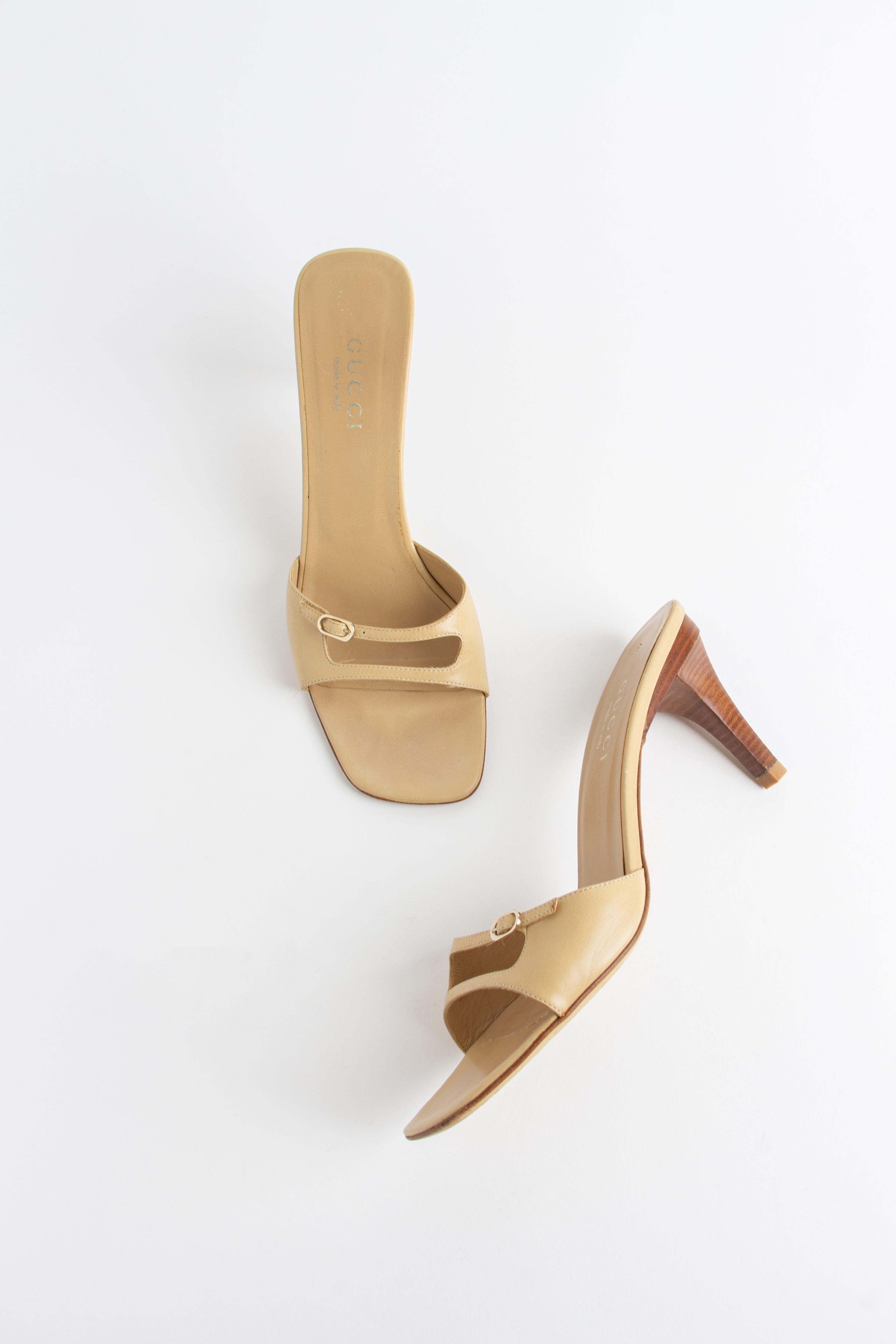 Gucci Beige Cut Out Open Toe Heels (US 9)