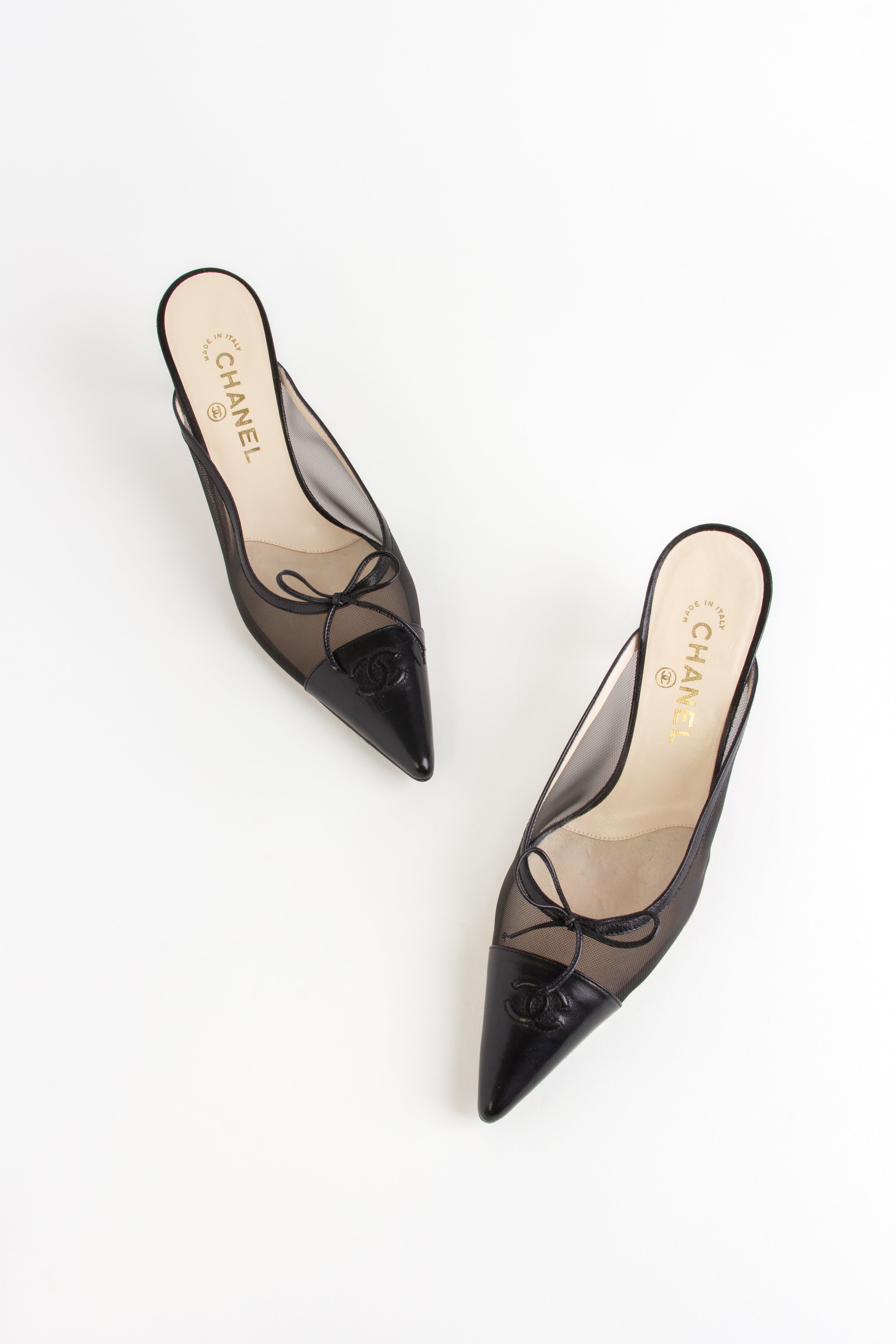 Chanel Black Mesh Mules (IT 40)