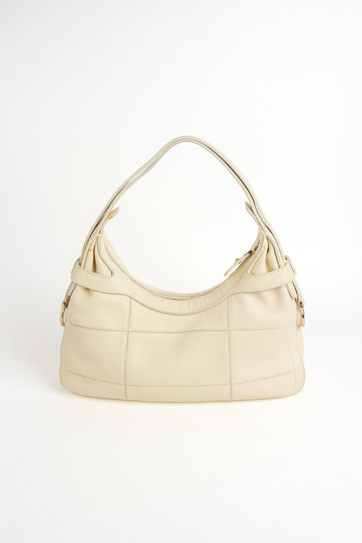 Ferragamo Cream Quilted Hobo Shoulder Bag