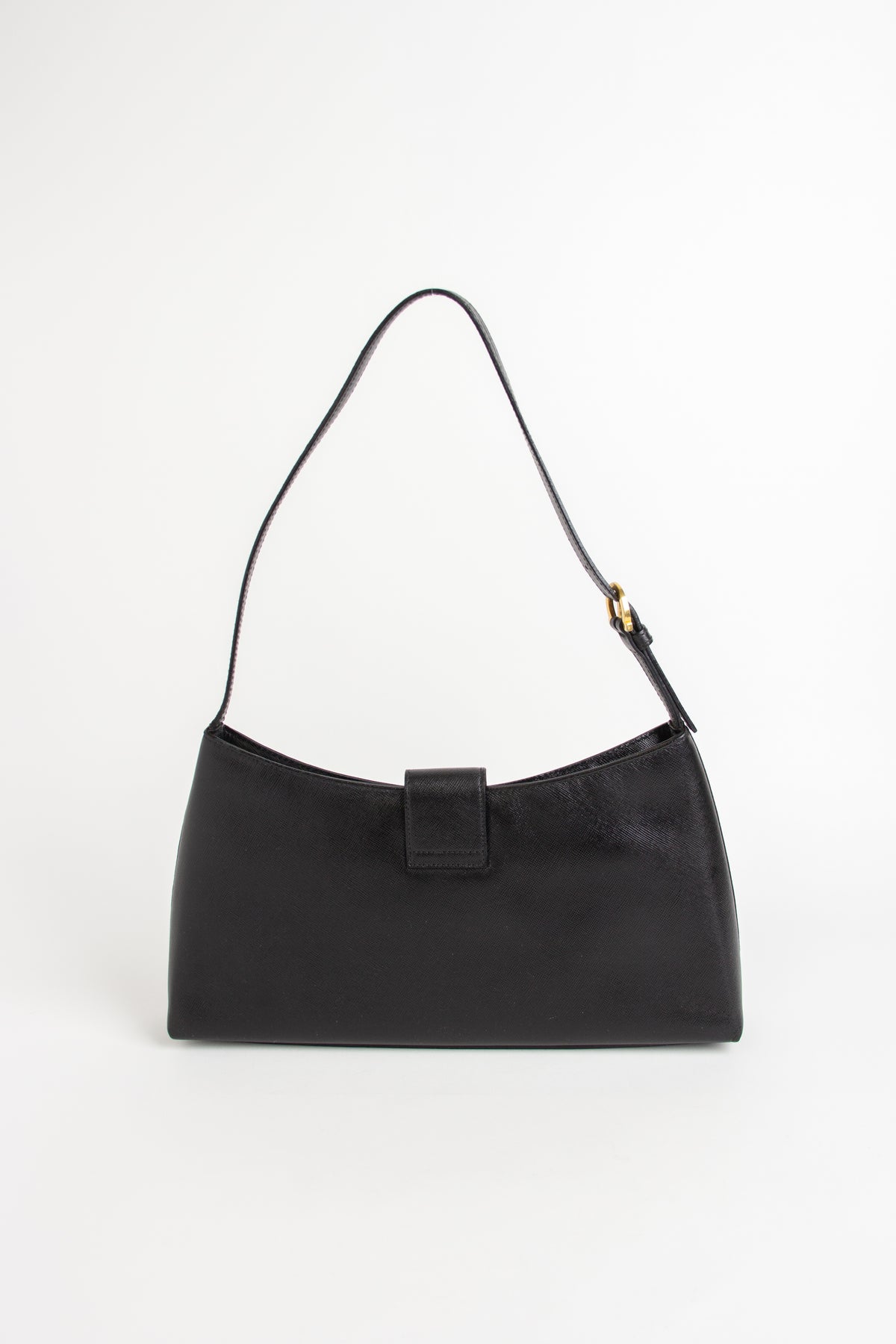 Ferragamo Black Saffiano Gancini Shoulder Bag