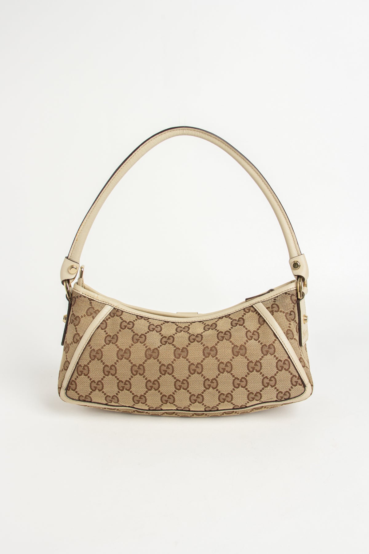 Gucci Beige Canvas Monogram Abbey Shoulder Bag
