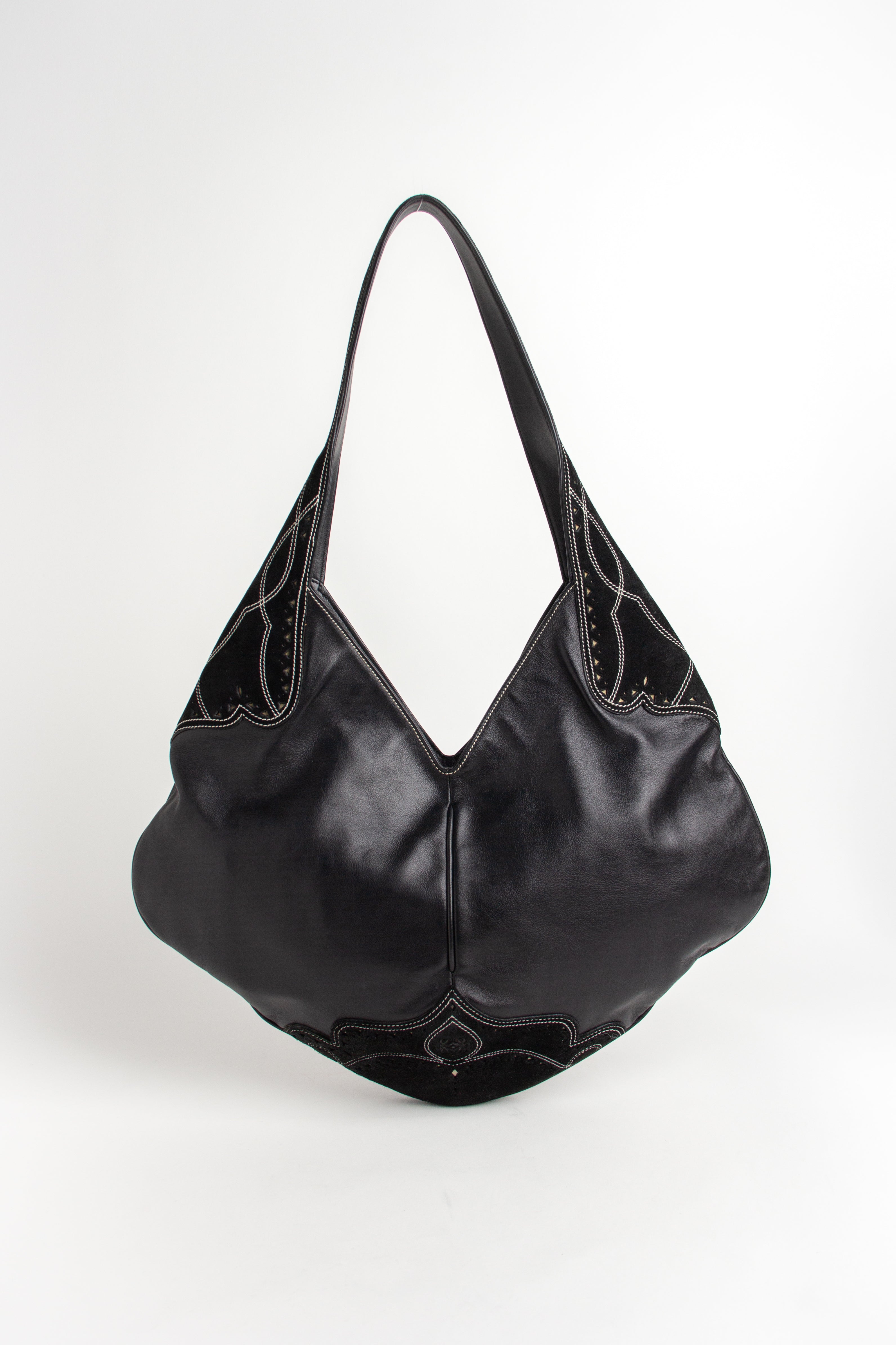 Loewe Black Western Stitched Hobo Shoulder Bag