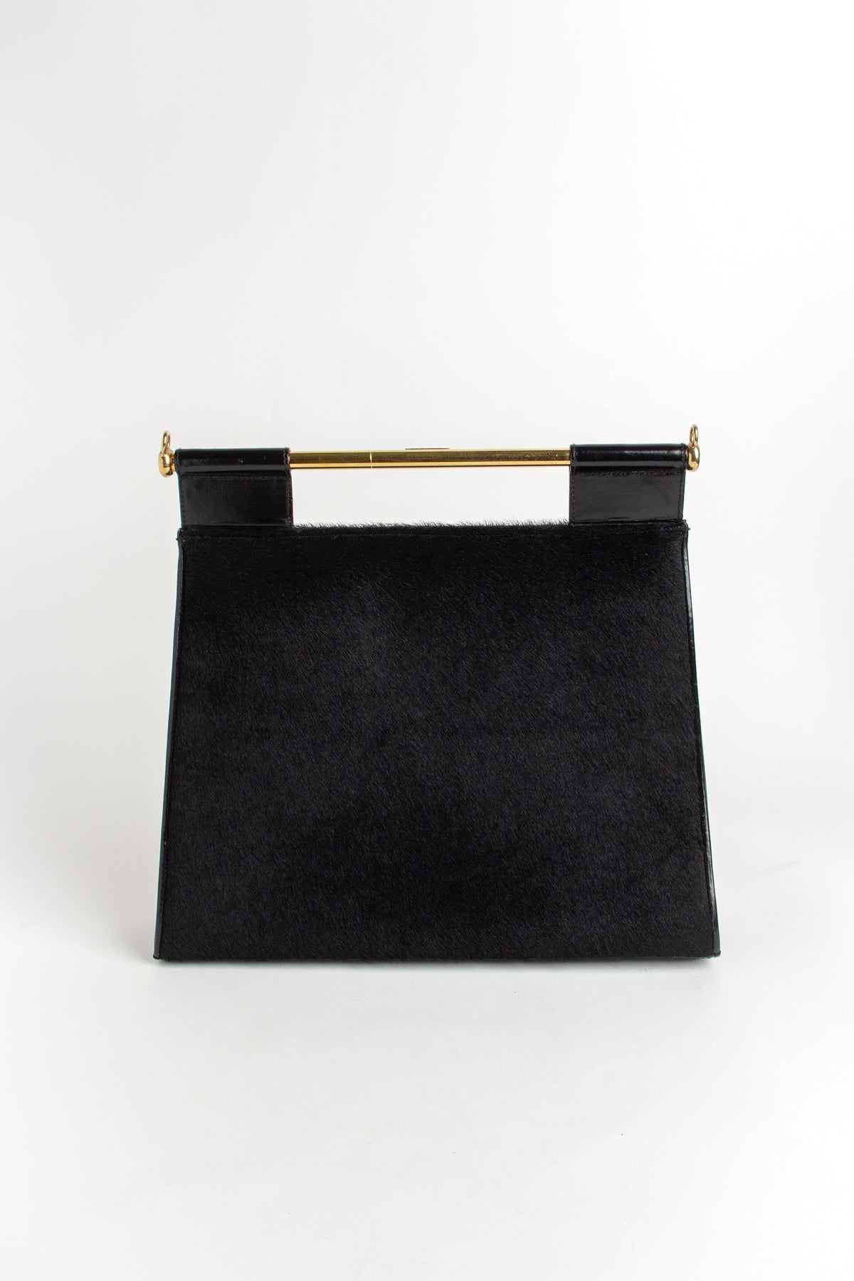 Rare Gucci by Tom Ford Black Pony Hair Gold Bar Bag