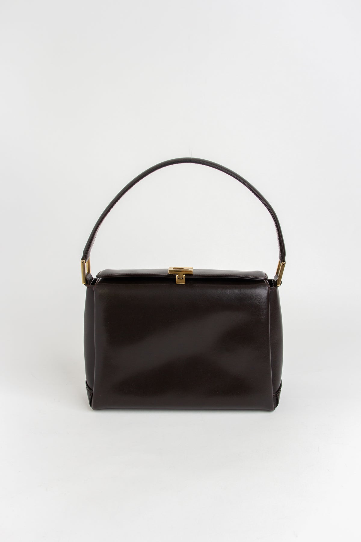 Dark Brown Gucci G Clasp Top Handle Bag