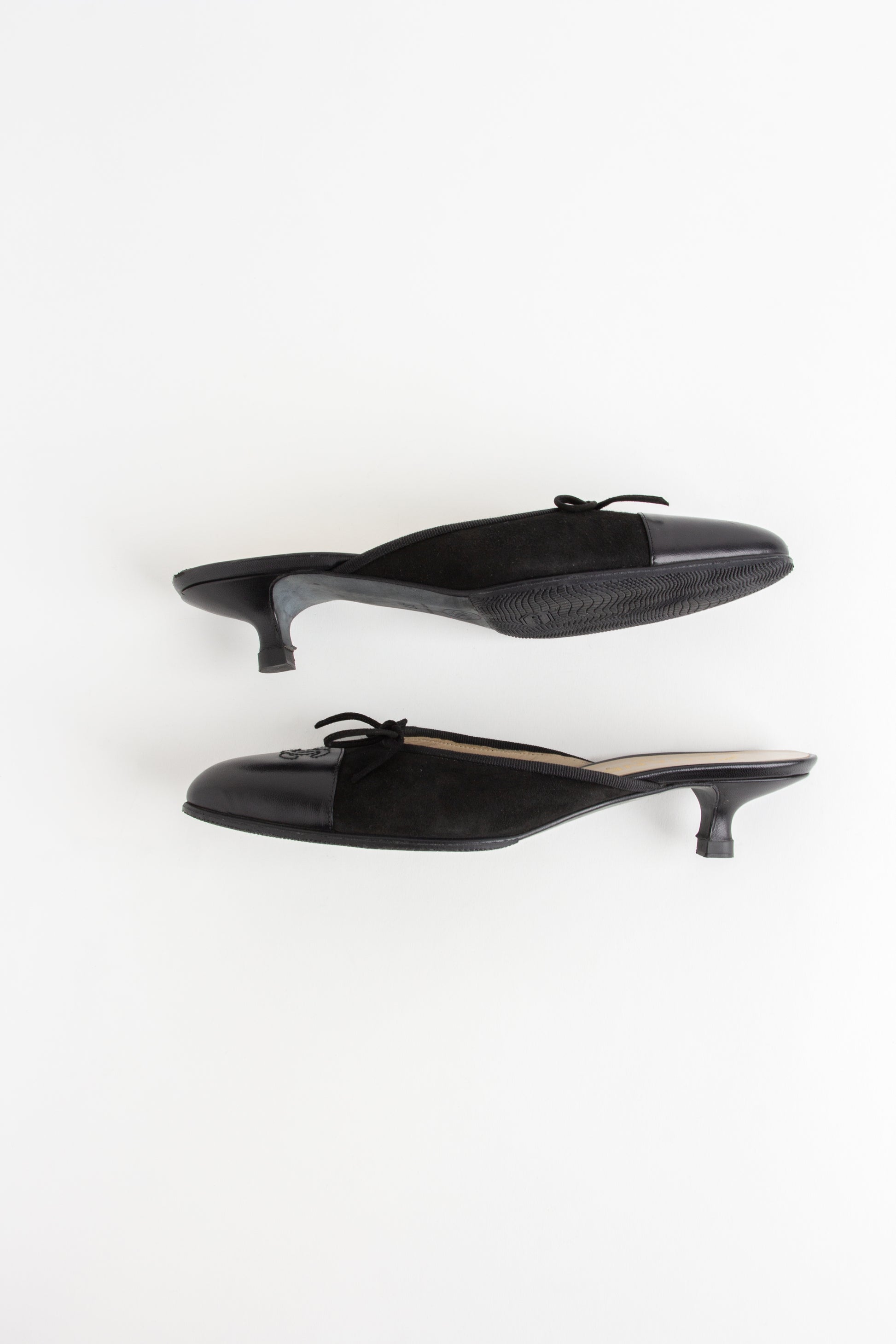 Chanel Black Suede Ballerina Mules (IT 37)