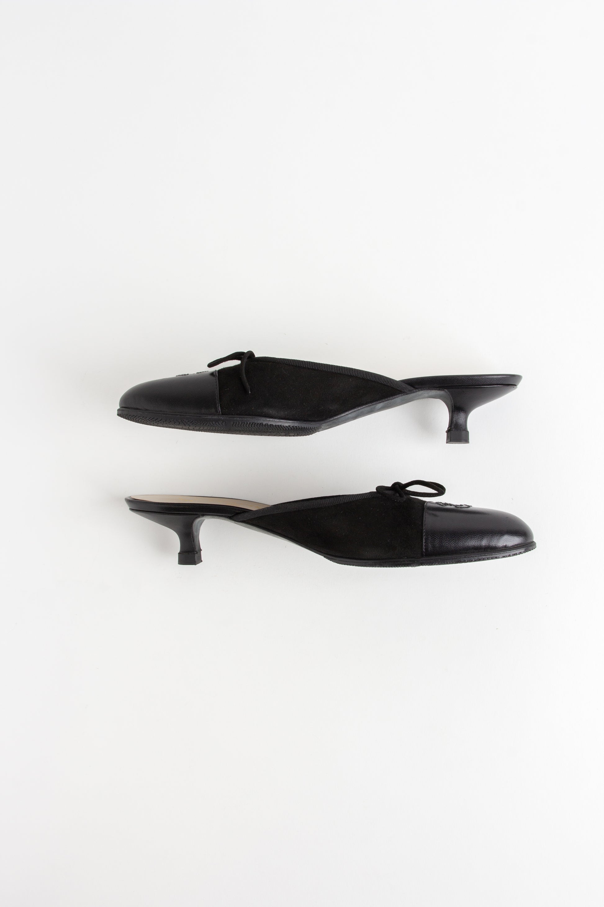 Chanel Black Suede Ballerina Mules (IT 37)