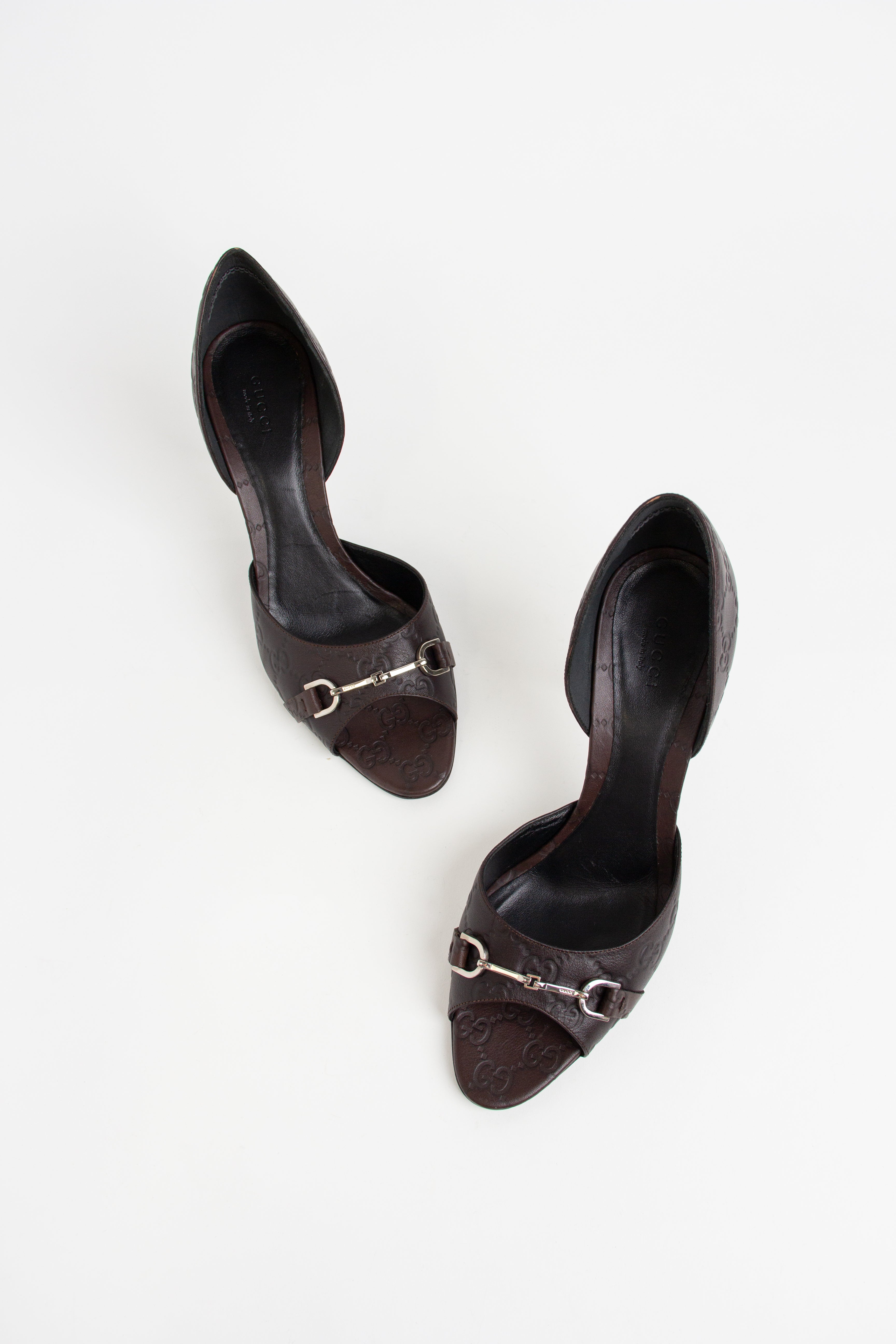 Gucci Brown Horsebit Open Toe Heels (IT 40)
