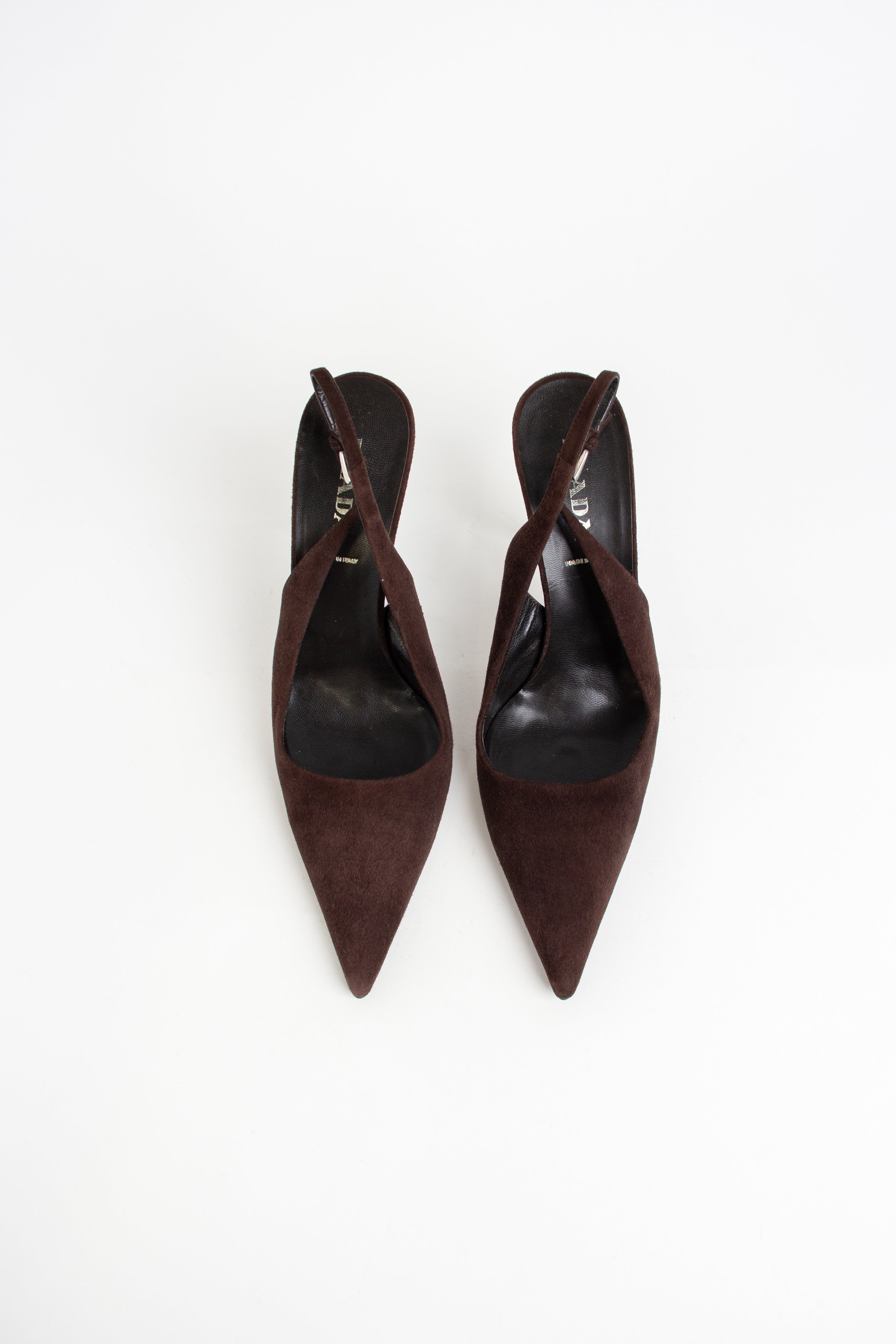 Prada Brown Suede Slingback Heels (IT 38.5)