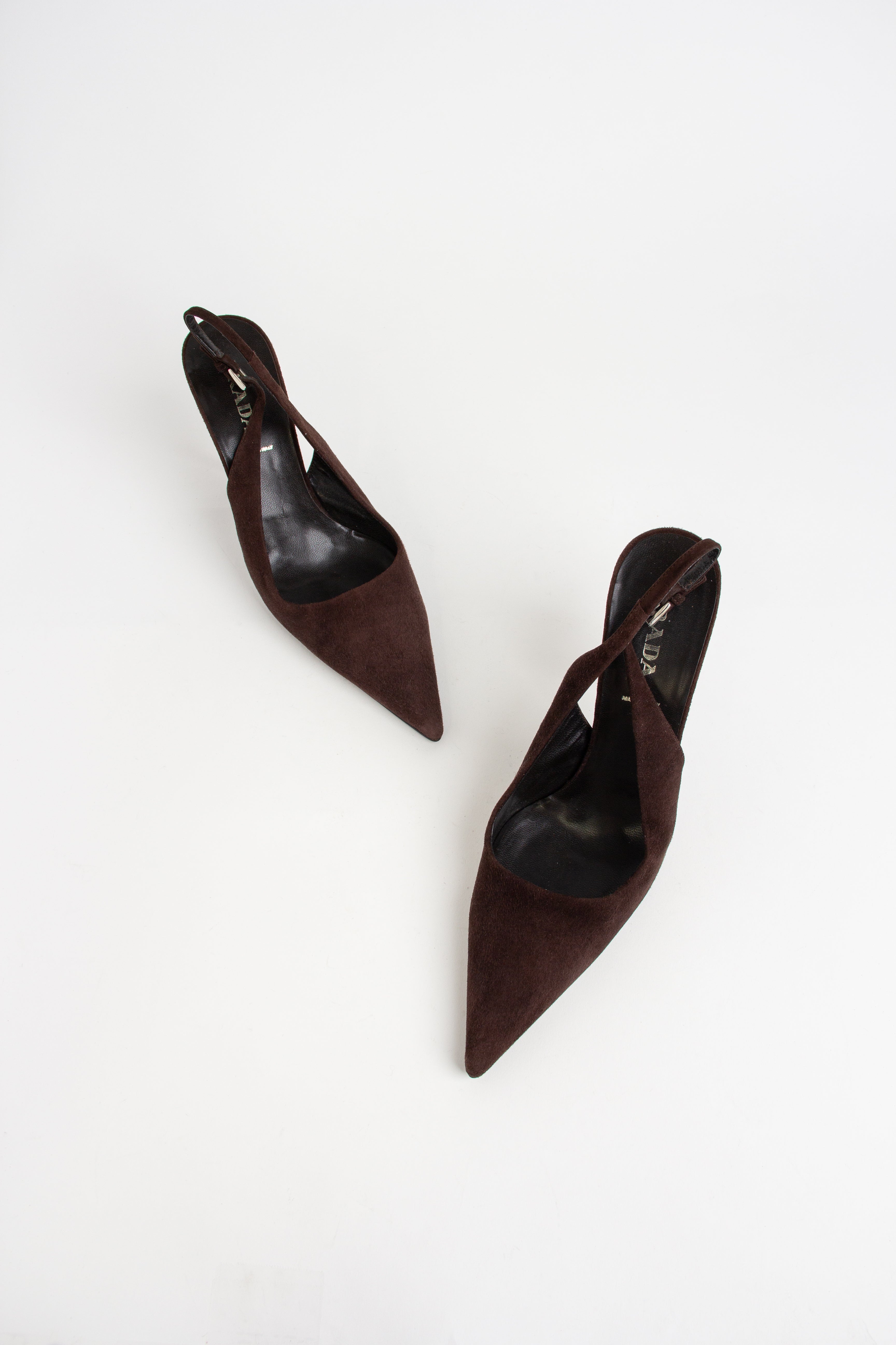 Prada Brown Suede Slingback Heels (IT 38.5)
