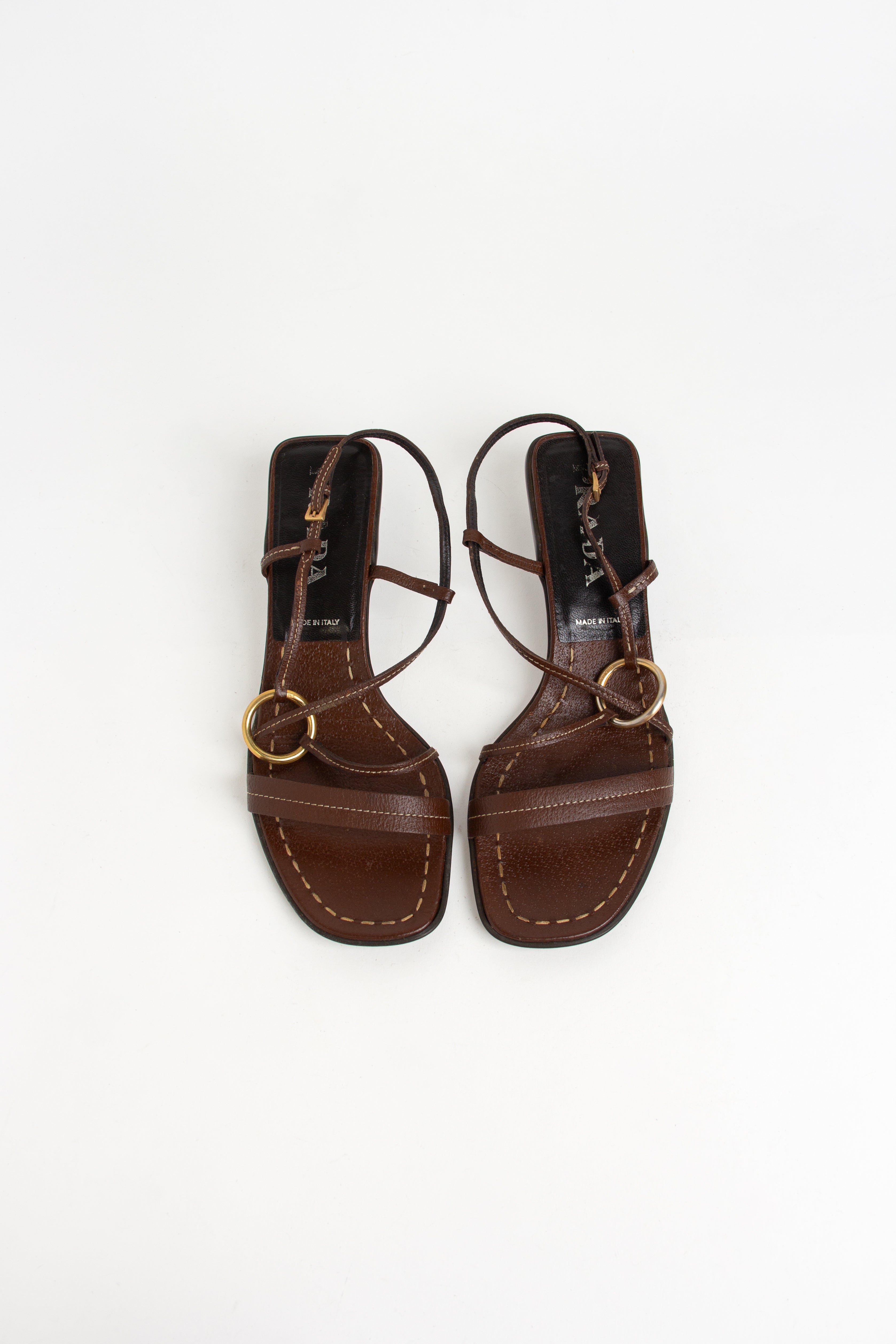 Prada Brown Strappy Ring Sandals (IT 36)