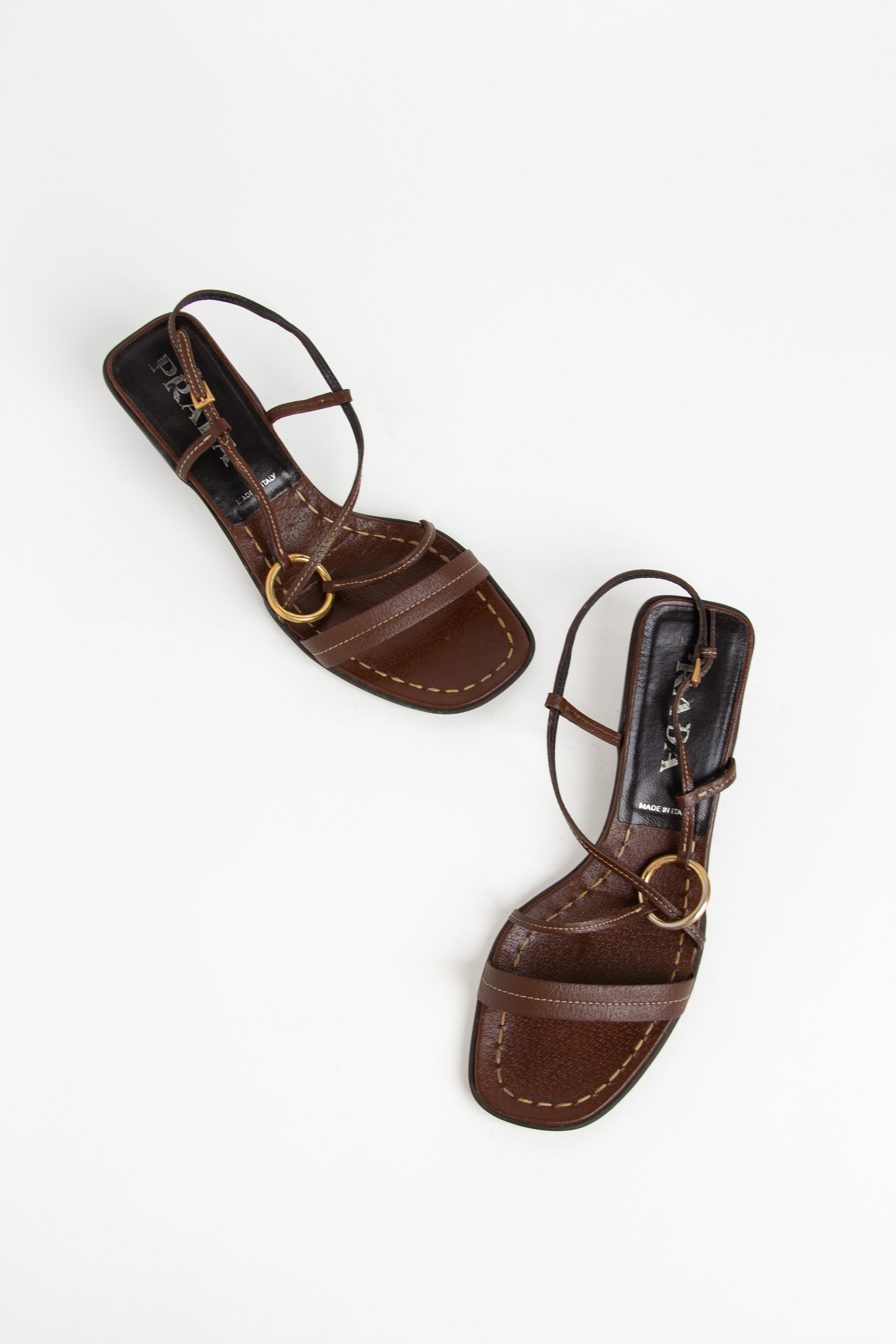 Prada Brown Strappy Ring Sandals (IT 36)
