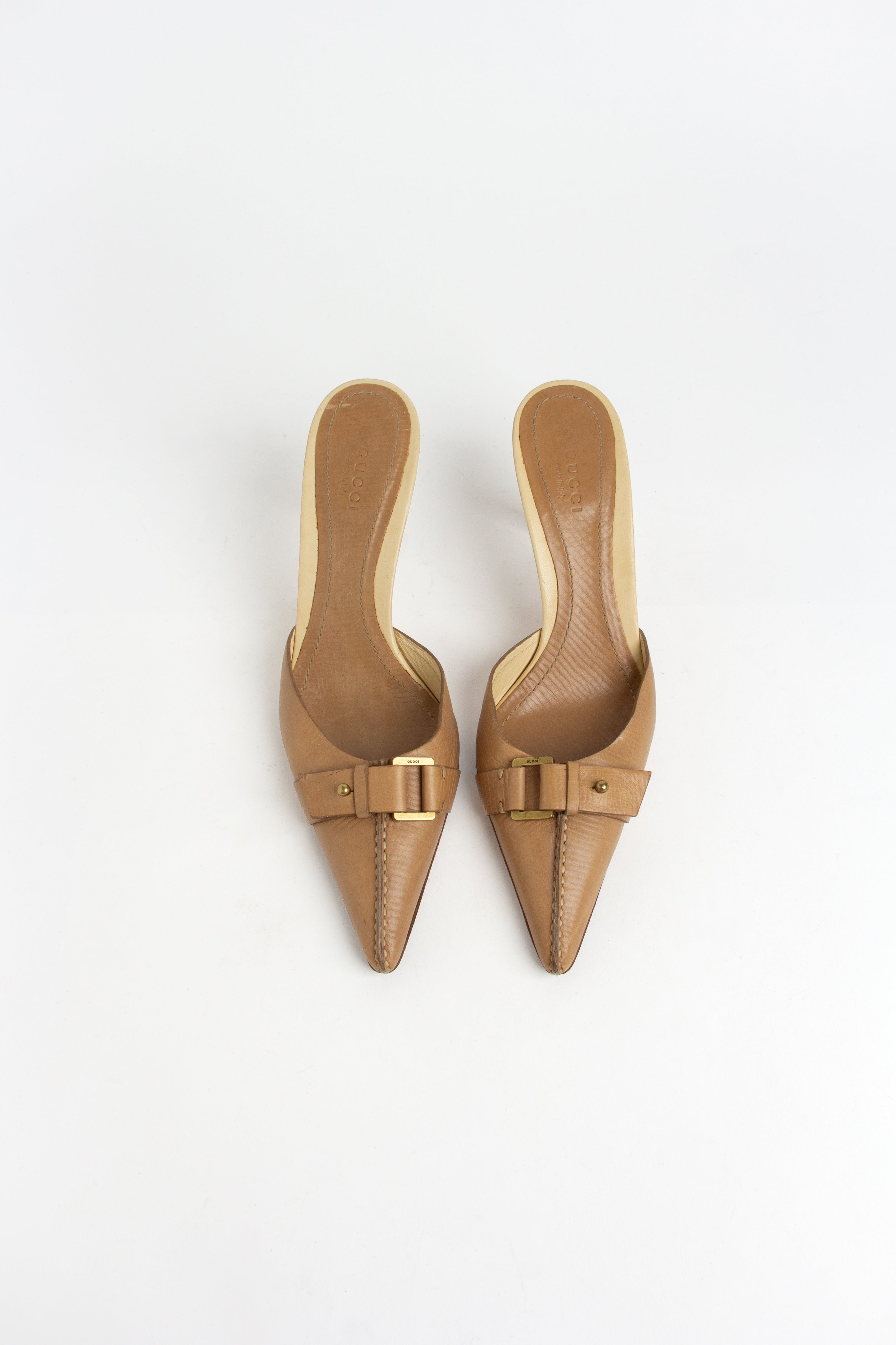 Gucci Light Brown Buckle Mules (IT 38)