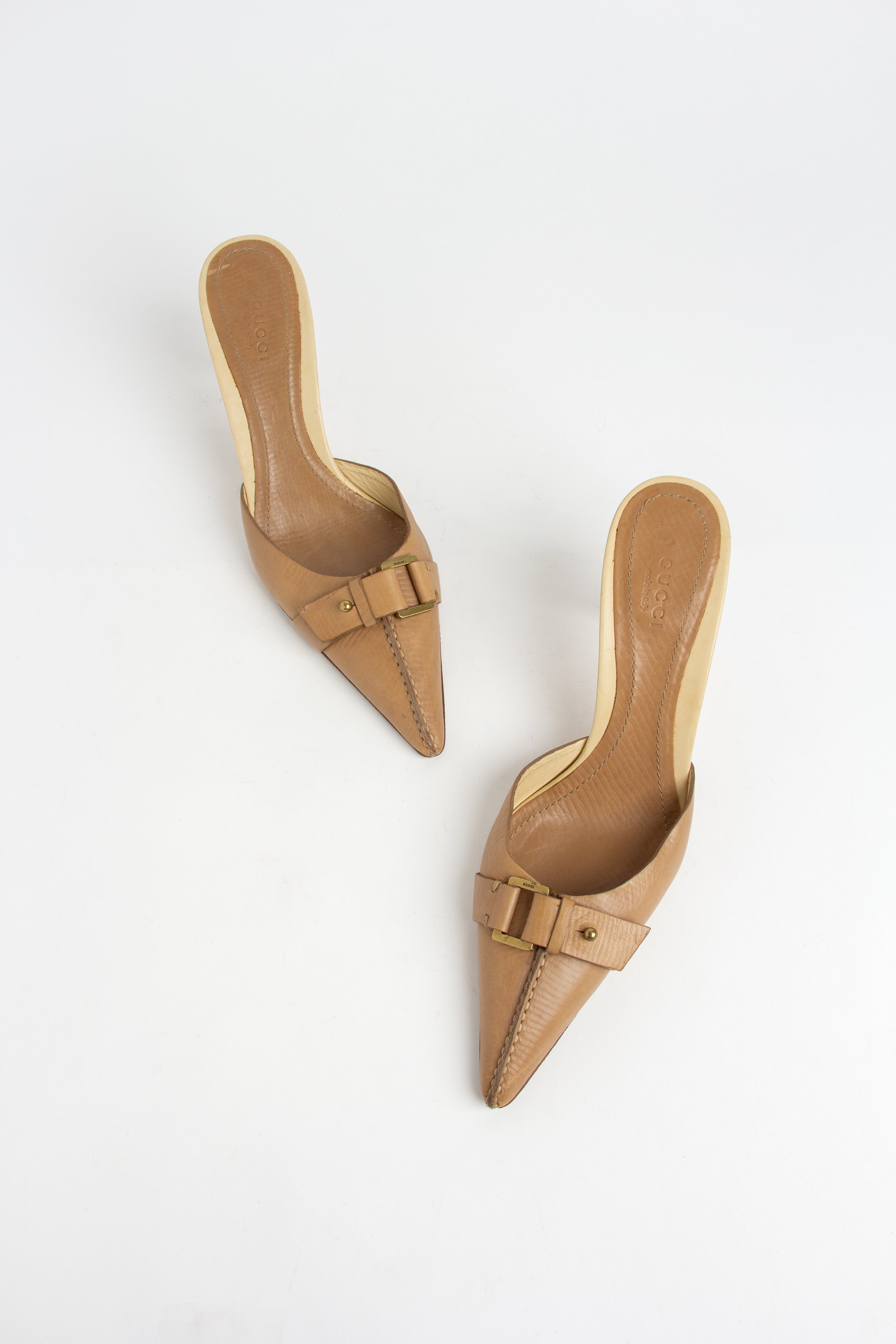 Gucci Light Brown Buckle Mules (IT 38)